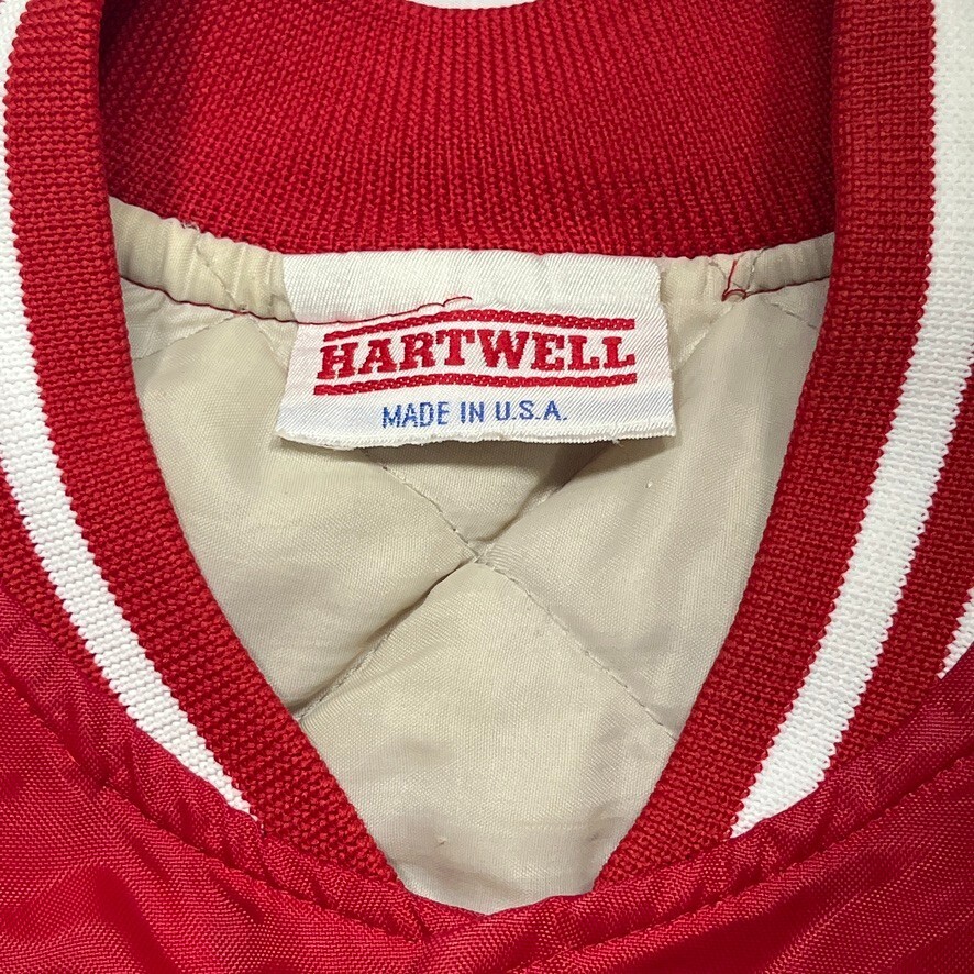 Vintage 80s Hartwell Jacket Mens Medium Red Dinosaur Truck Stop Snaps Sinclair