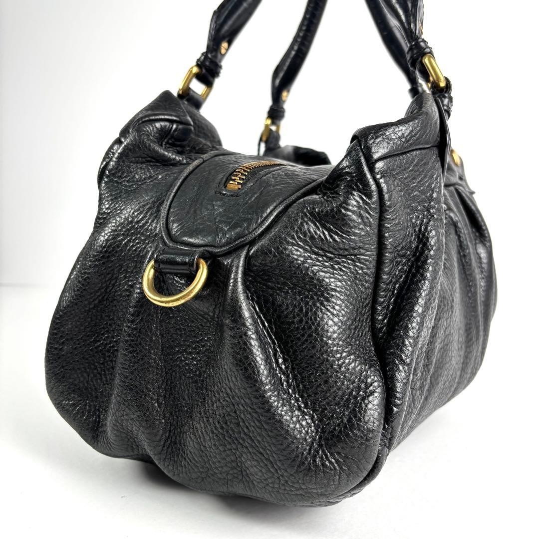 Marc by Marc Jacobs Classic Q Black Leather 2 Way Shoulder Bag Y2K Auth e76