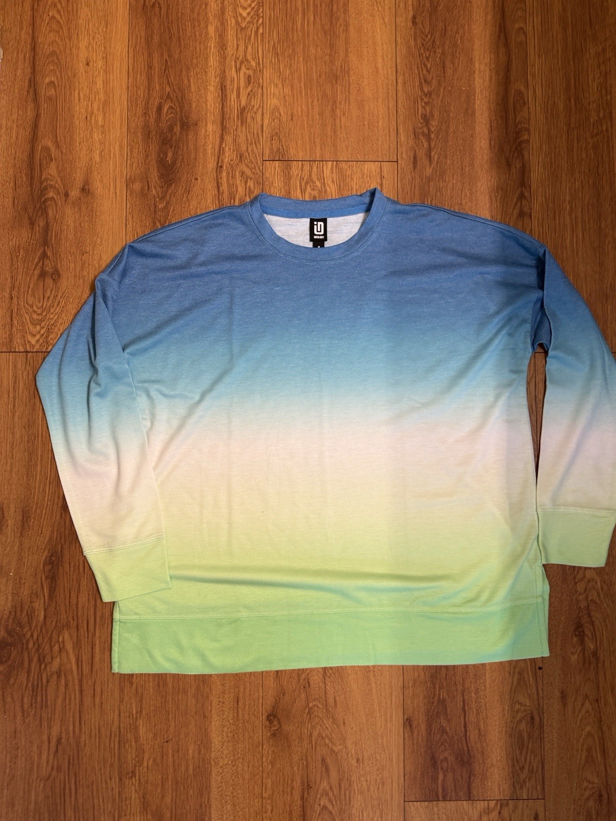 UNIQLO U Women’s Gradient Crewneck Pullover Sweatshirt Blue/Green M Cotton