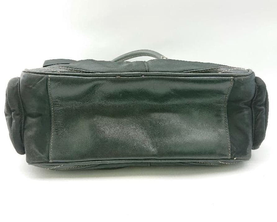 Coach Vintage Satchel Hand Bag Black Nylon Leather Gold HW 4452 Authen