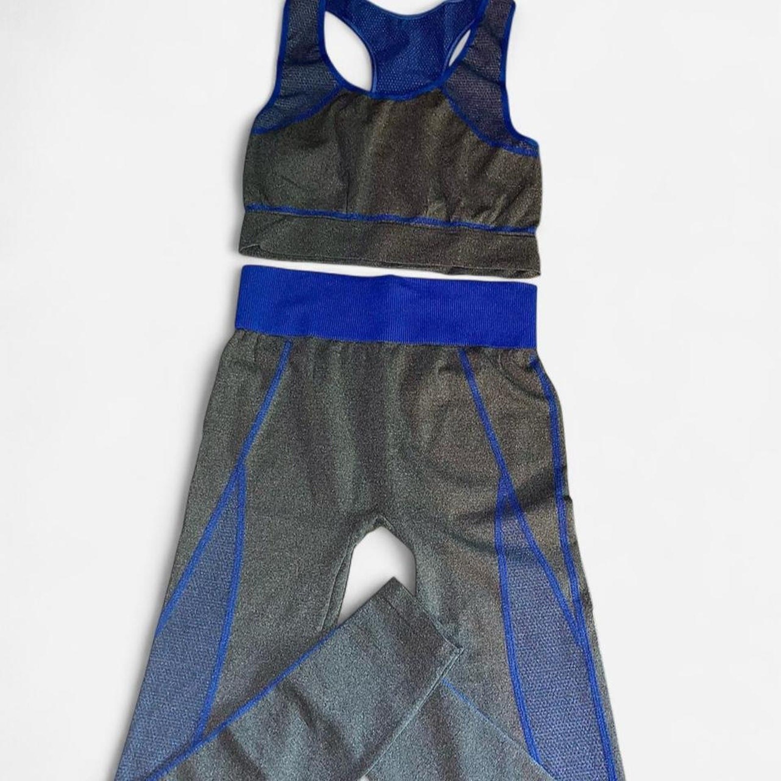 Blue Star Royal Blue Charcoal Leggings Sports Bra Set – Size L/XL