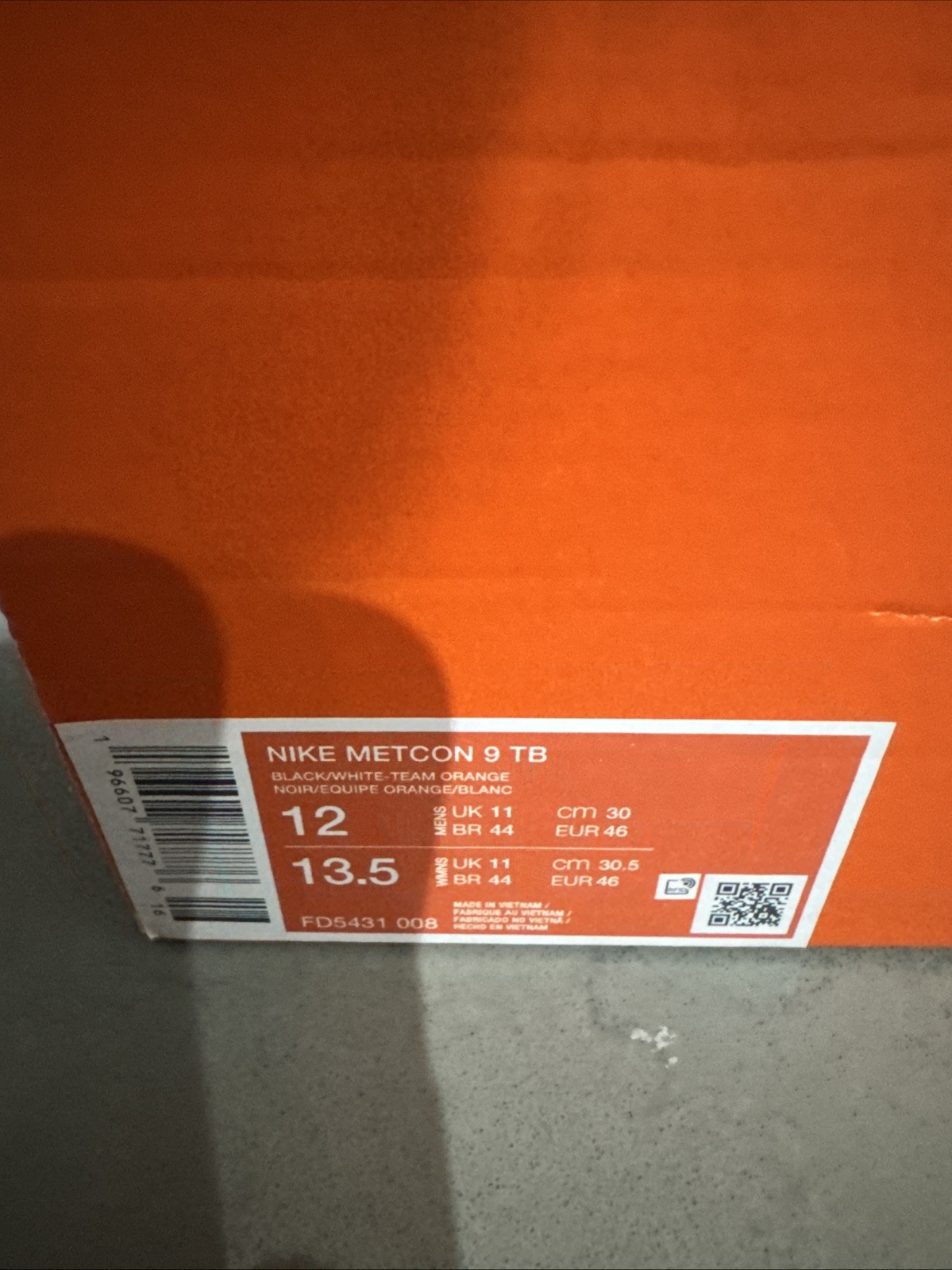 Nike Metcon 9 TB Black Team Orange FD5431-008 Size 12