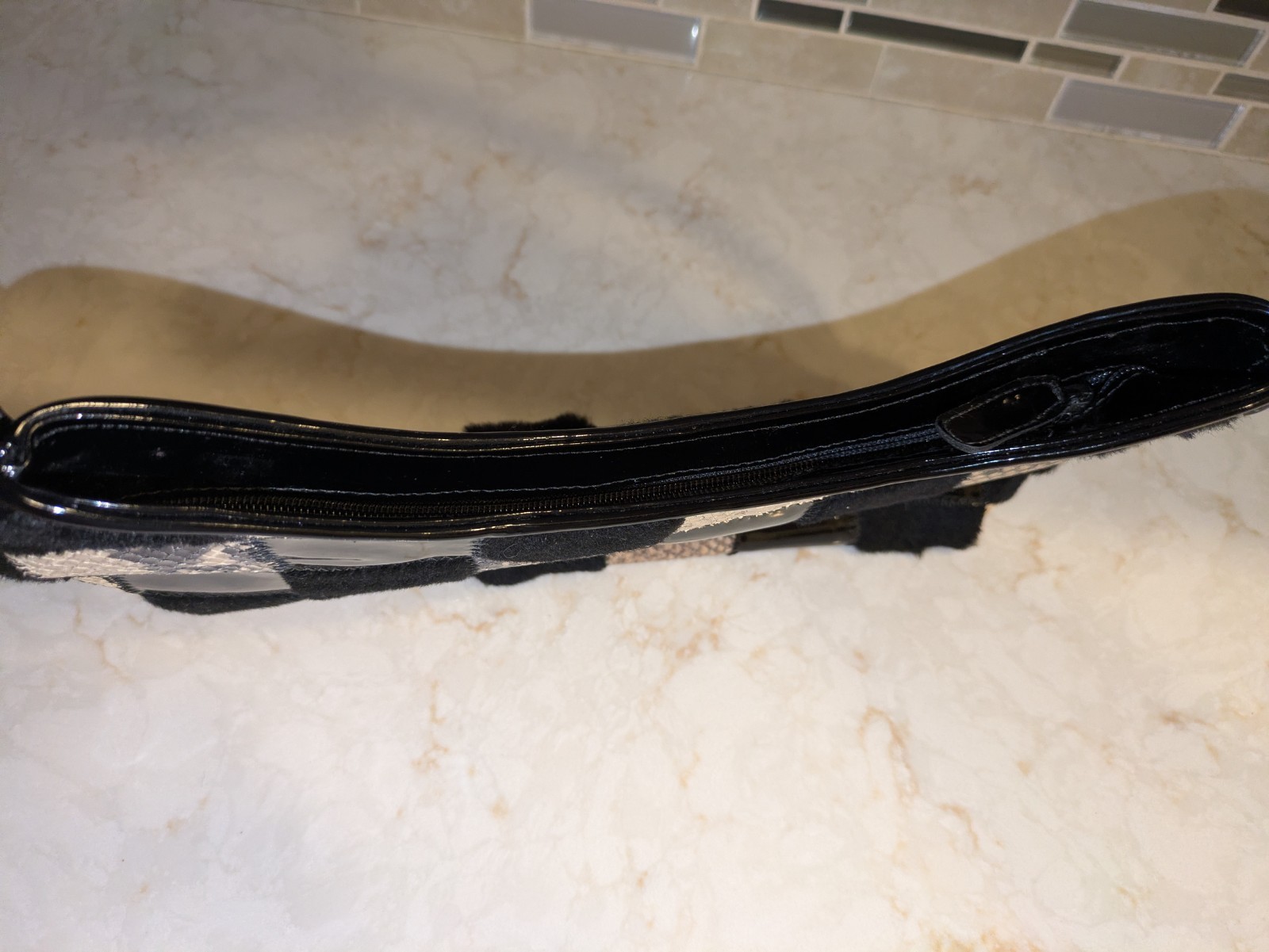 Rob Ference LA Black Patent Leather, Calf Hair, and Snakeskin Purse