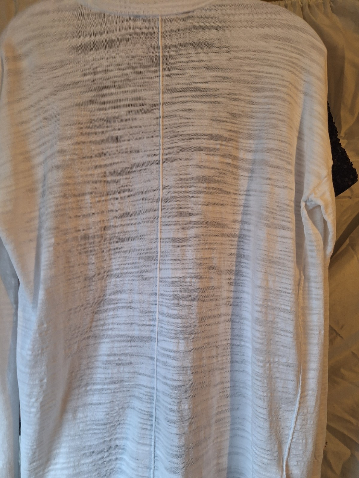 LOFT Women’s White Striped Open Front Rayon Knit Cardigan Long Sleeve M