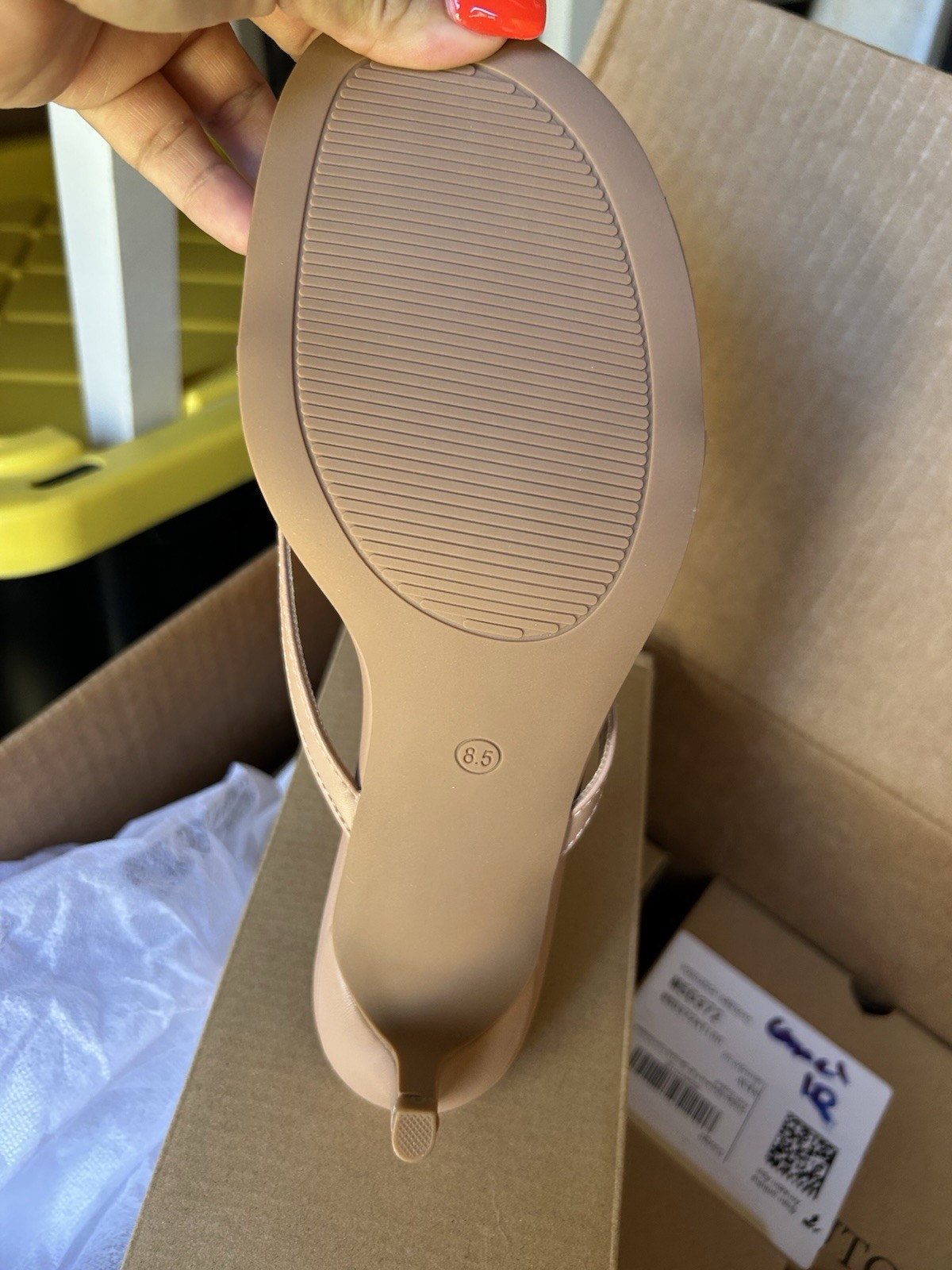 Coutgo Women’s Beige Open Toe Slingback Stiletto Heel Slip-On Strap US 8.5