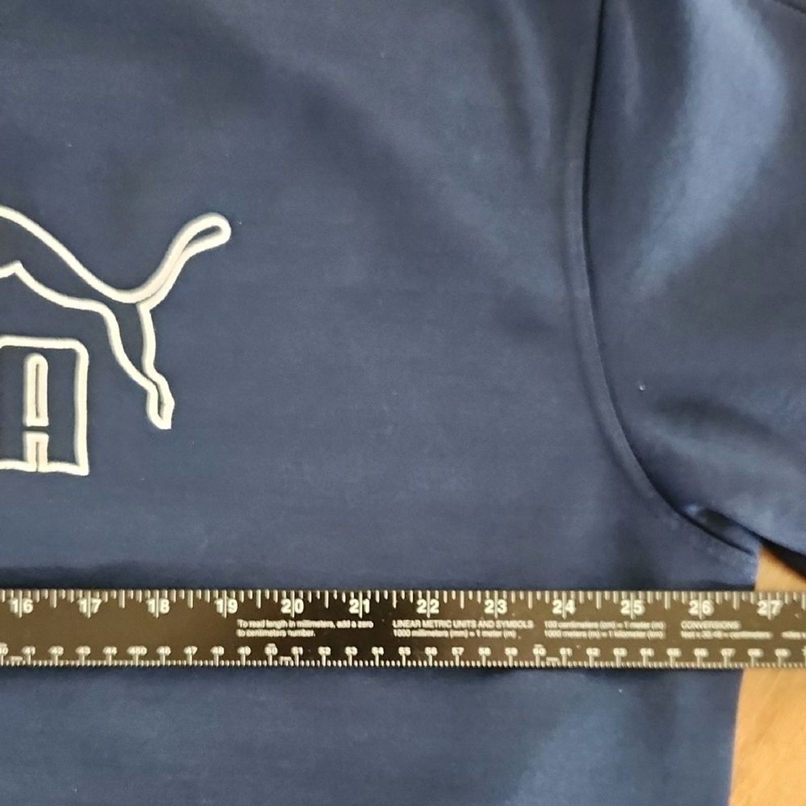 Puma Men’s Blue Sweatshirt White Stripes Embroidered Stitching Logo Size XXL