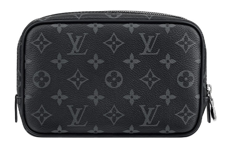 LOUIS VUITTON Toiletry Pouch Monogram Eclipse Pm Black Grey 7.9 x 2.4 x 5.1 in