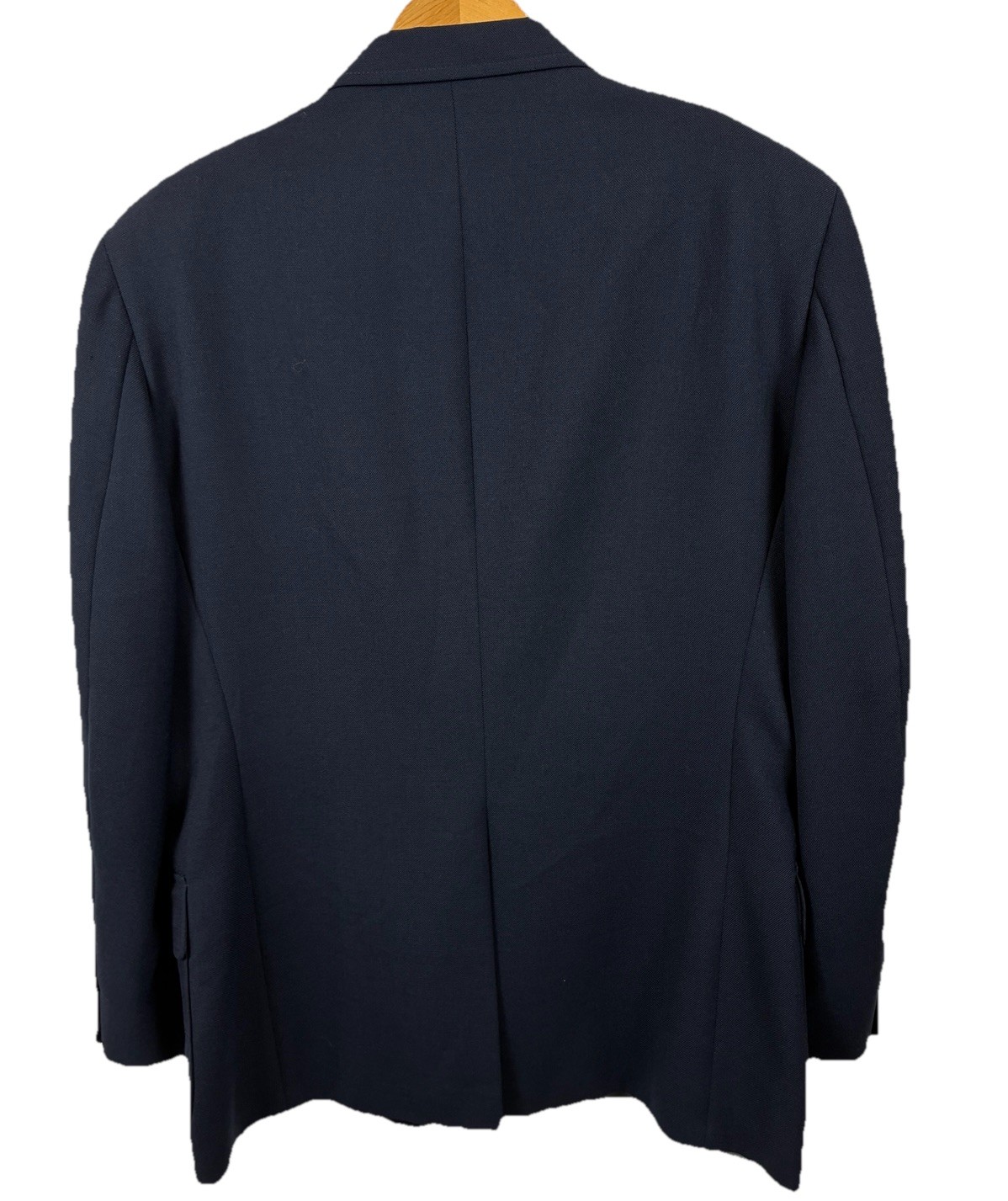 Stafford Navy Blue Gold Button Blazer Sport Jacket Mens 44R Worsted Wool Hopsack