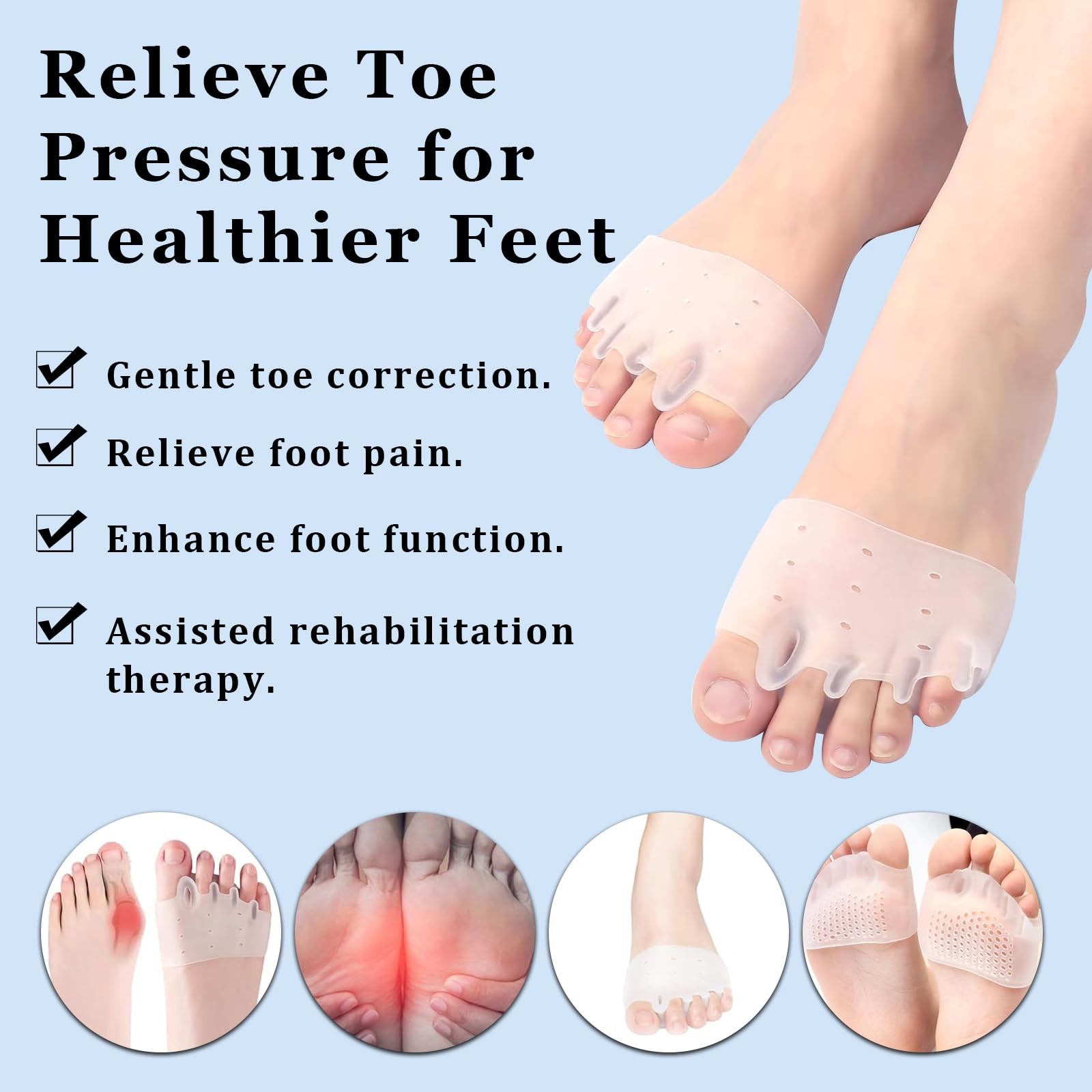 Charunee Silicone Toe Separators 4 Pairs for Women & Men, Spacers Bunion…