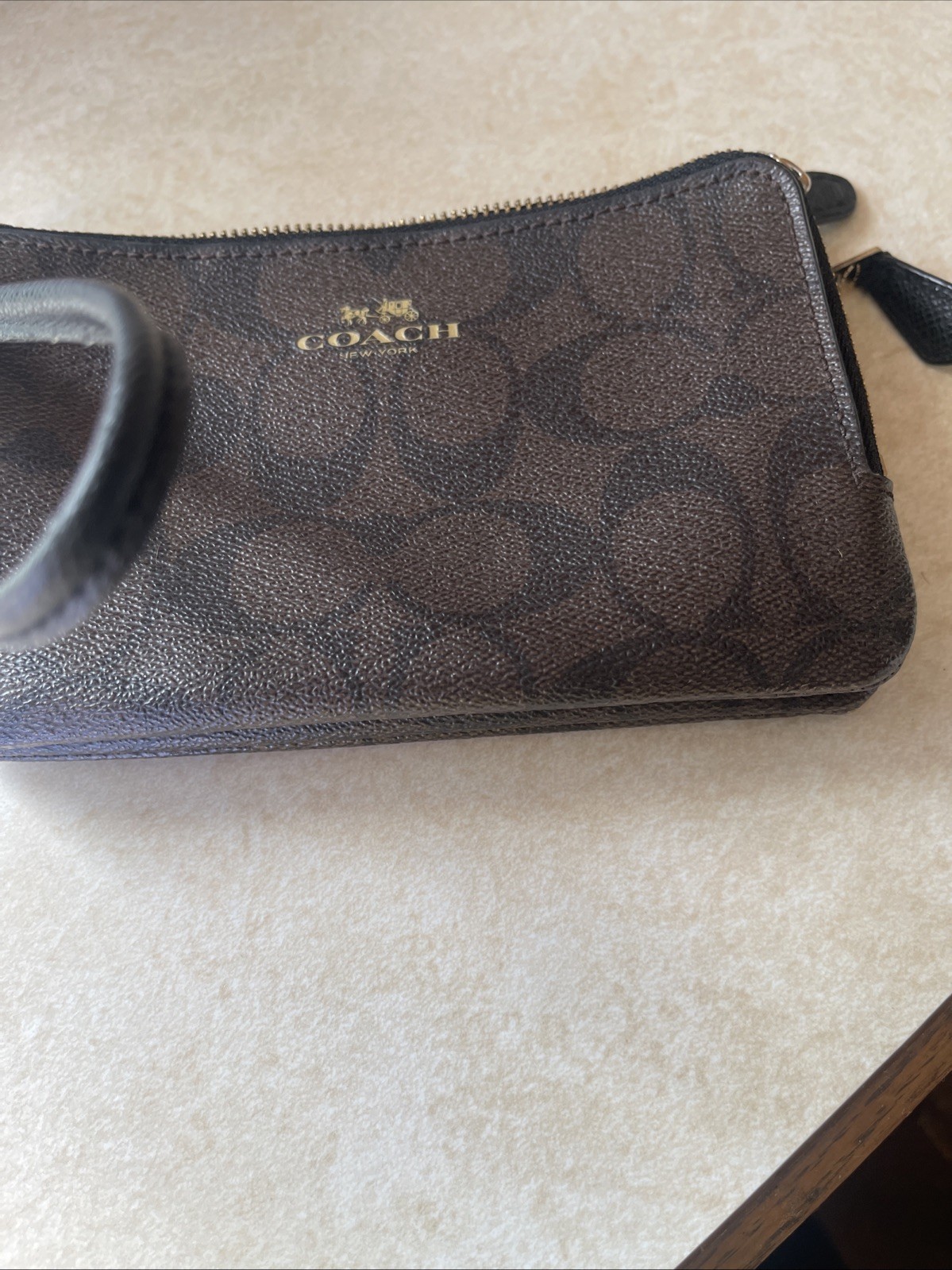 Coach Signature Double Zippered Wristlet