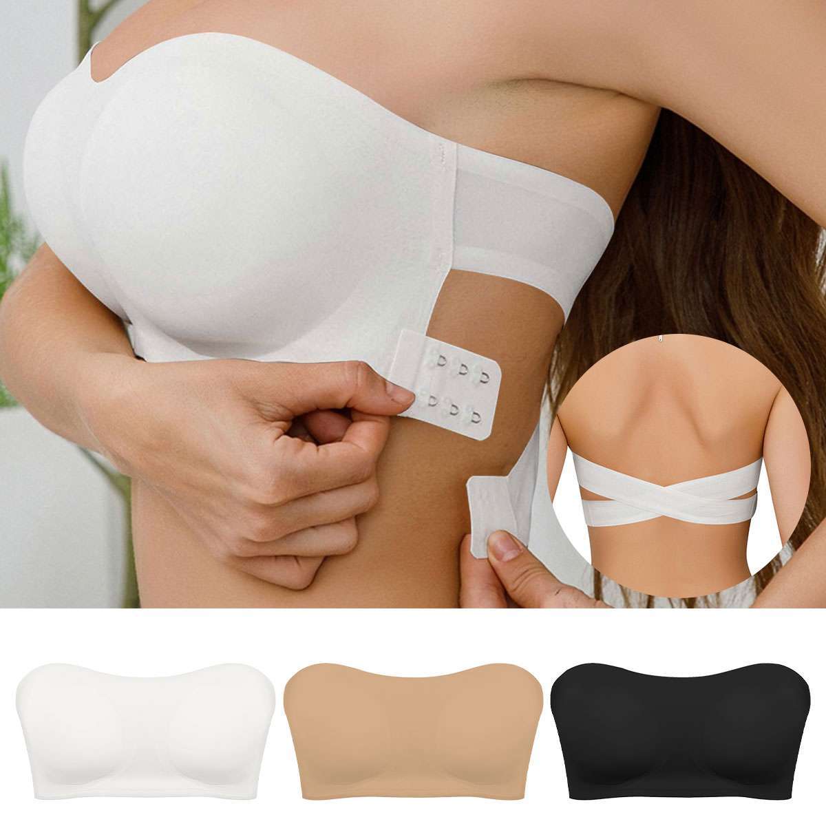Womens Padded Bra Basic Stretch Strapless Seamless Tube Bra Top Underwear NEW