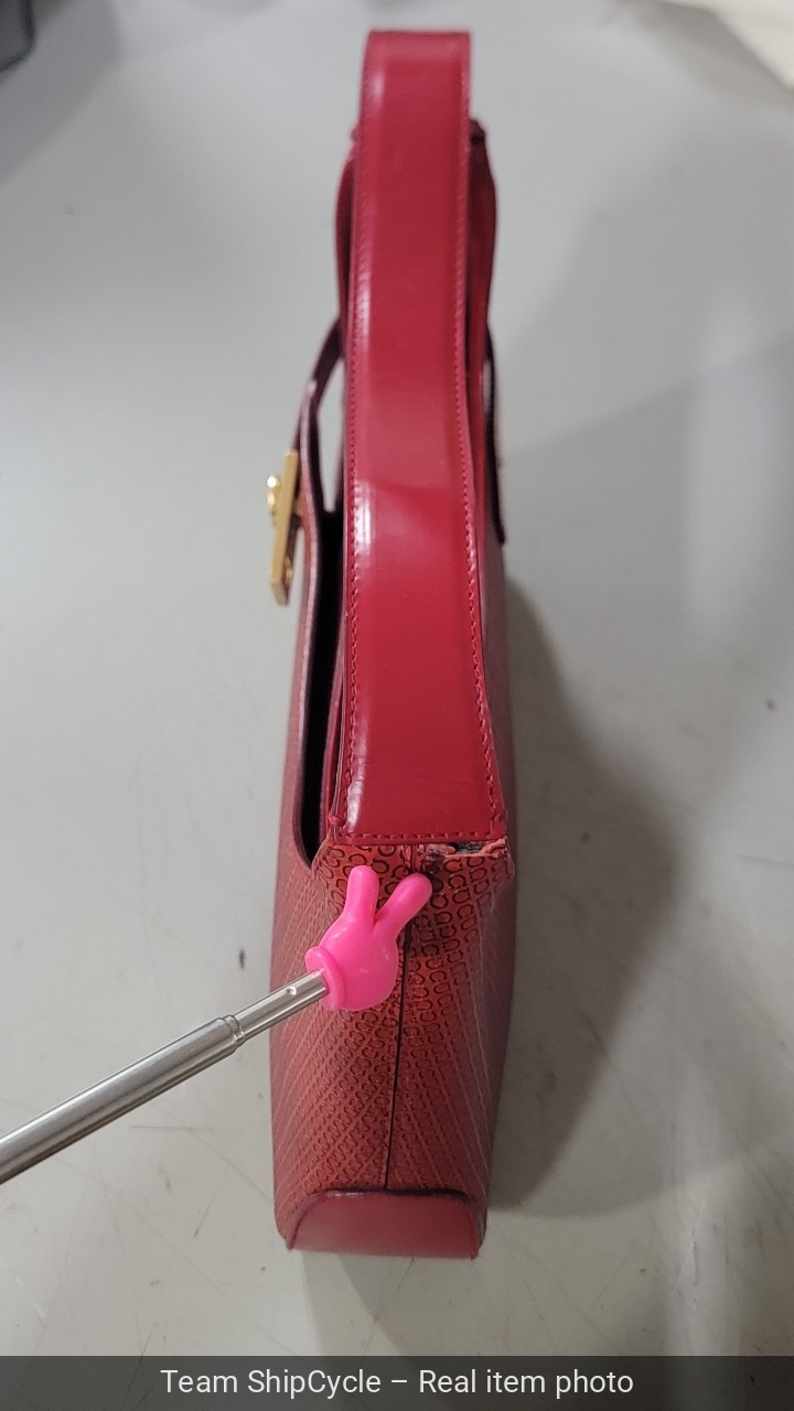 DEFECTIVE Salvatore Ferragamo Gancini Red Leather Shoulder Bag Near Mint G3D