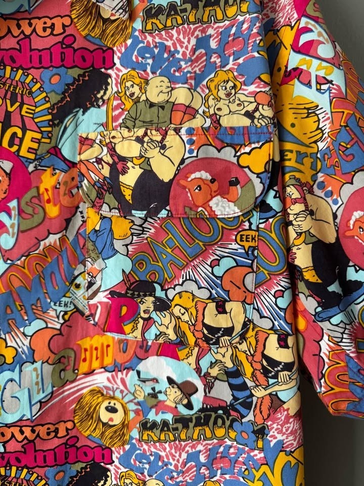 Hysteric Glamour Japan Shirt All-Over Print Cotton Flap Pockets Rare