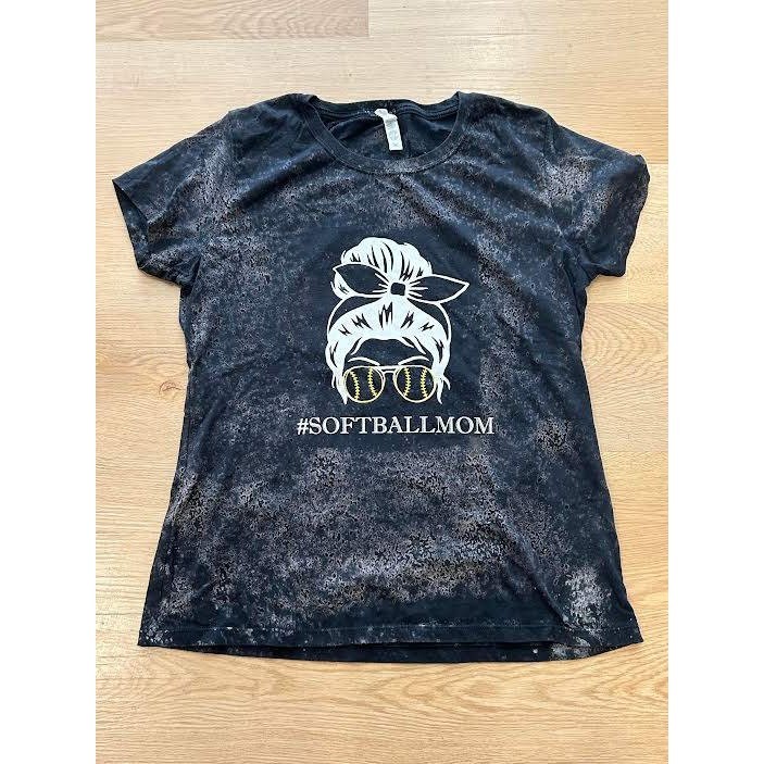 Ideal T by Next Level Softball Mom Acid Wash Graphic Tee Gray 3XL Womens Sports