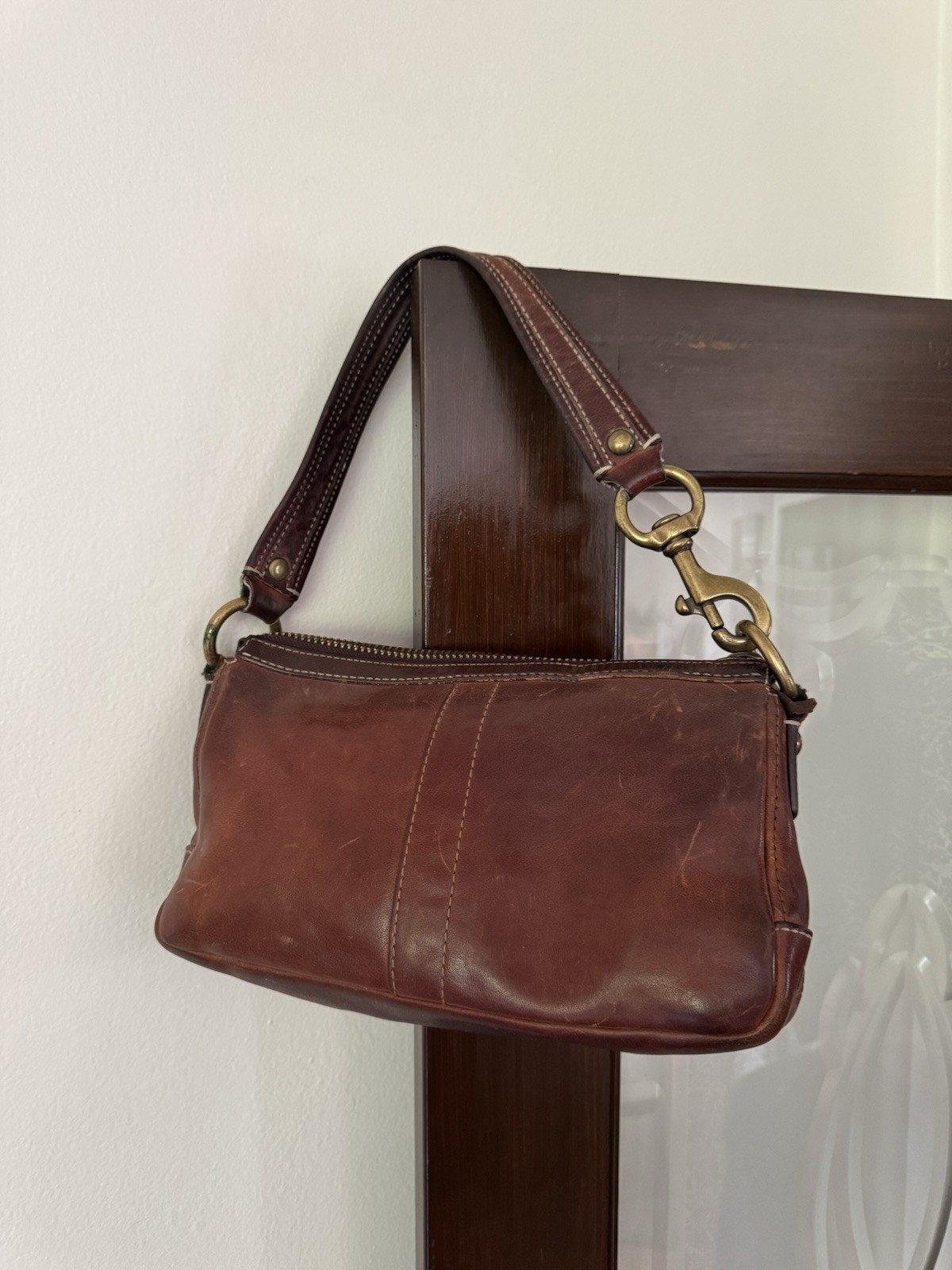 Vtg Coach Legacy 65th Anniversary Y2K Brown Leather Turn Lock Shoulder Bag 10326