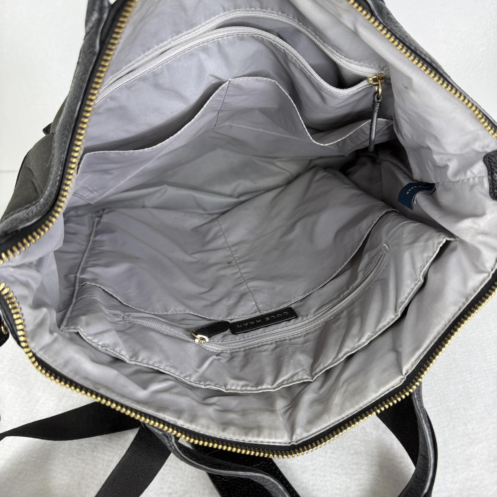 Cole Haan Backpack Grand Ambition Neoprene Large Black Leather Trim Travel Bag