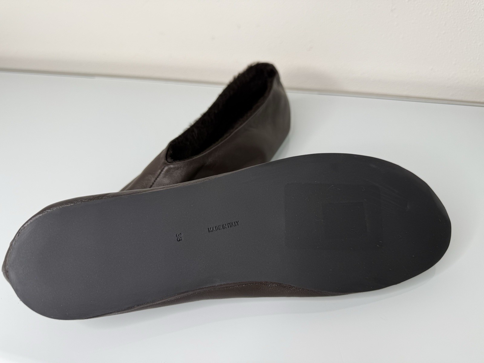 THE ROW Stella BROWN Lambskin Ballerina Slippers EU 38 US 8 $1,050+ NEW