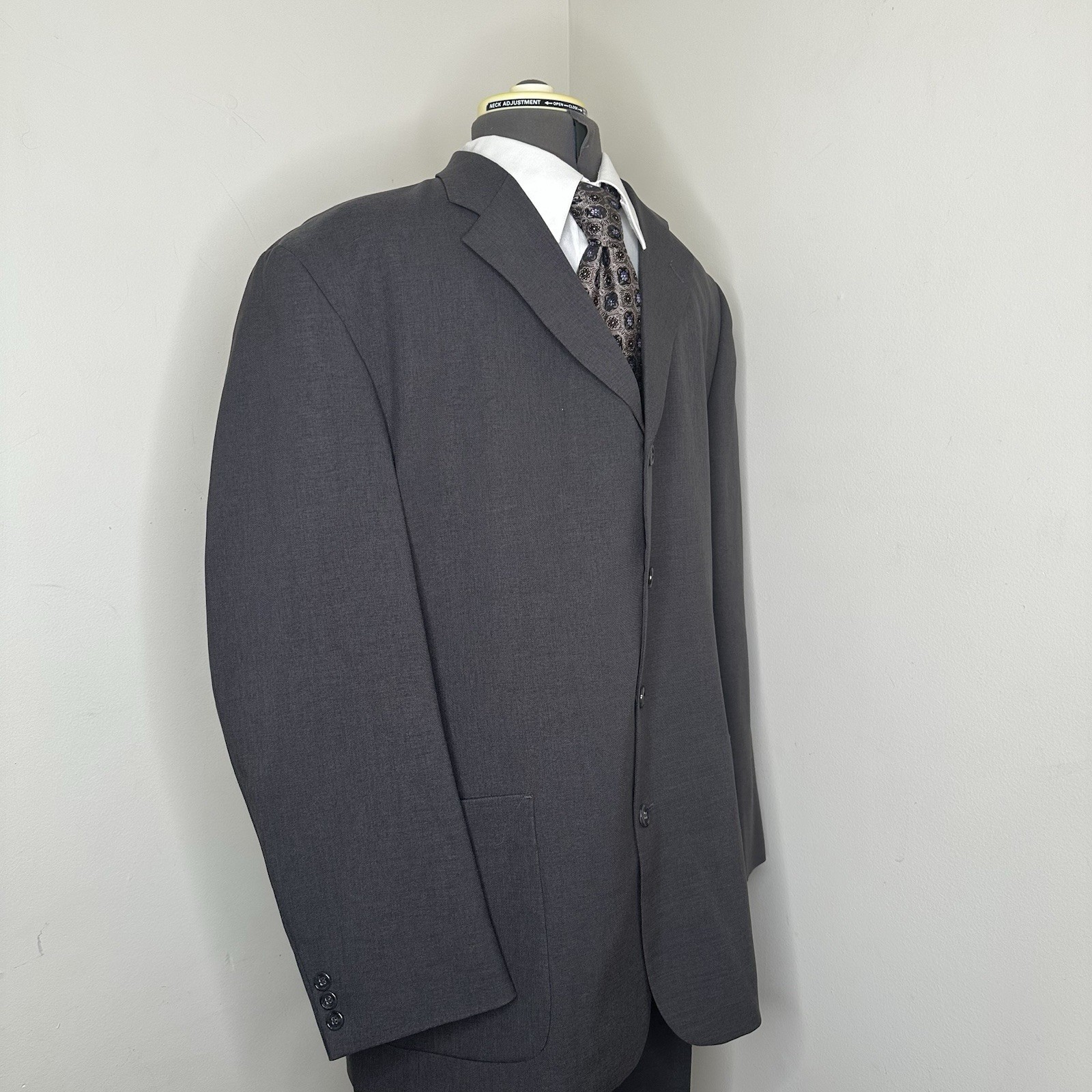 Haggar Mens 46L Suit 36×34 2 Piece Gray 3XL 50″ Blazer Sport Coat Jacket USA