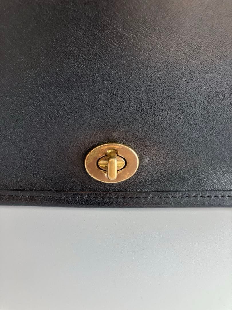 Coach Old Leather Shoulder Bag Black 9.3 x 5.9 x 1.4 inches Used