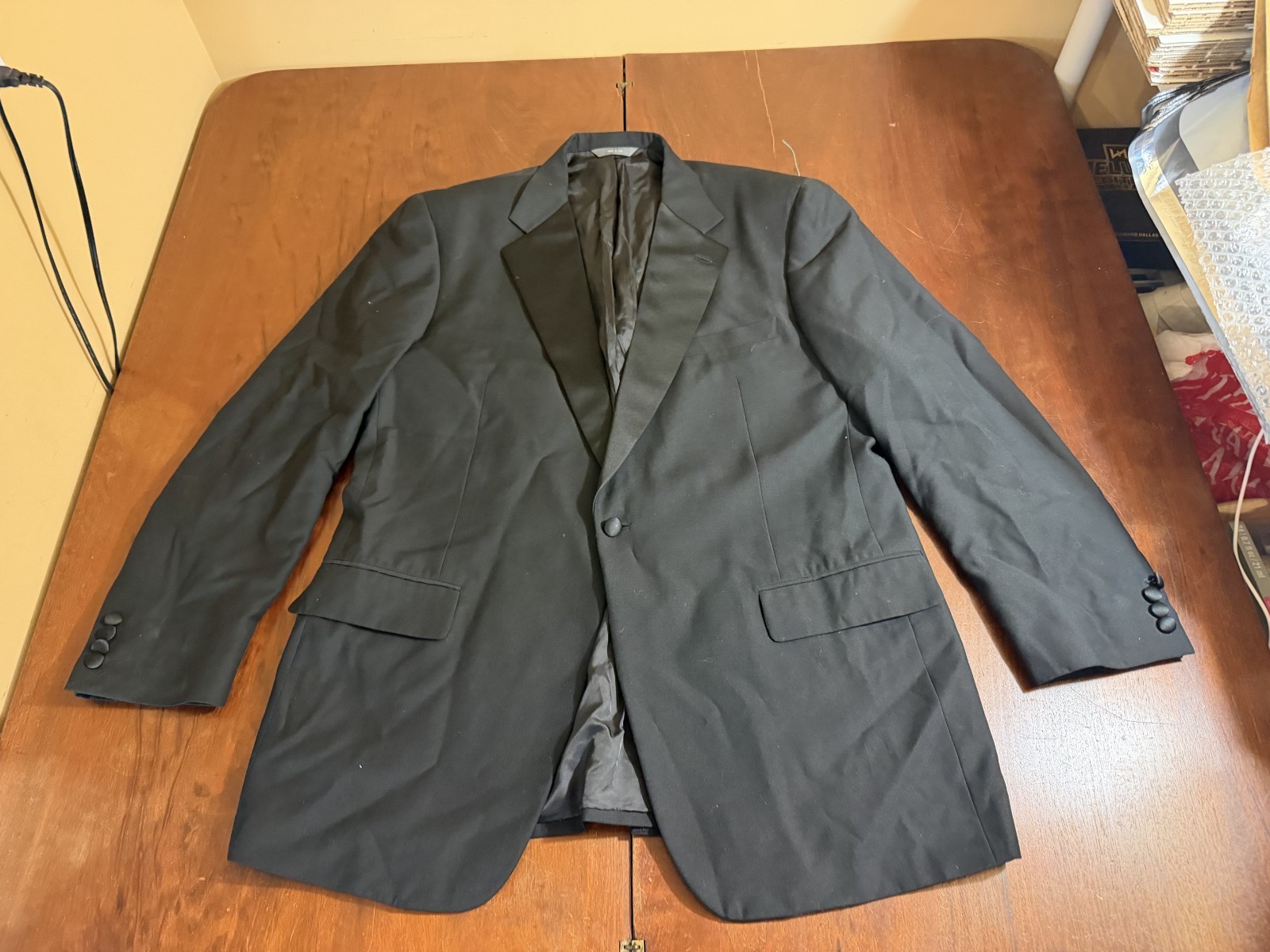 2025 BROOKS BROTHERS Black Tux Tuxedo Sport Coat Suit Blazer Jacket 46L Wool