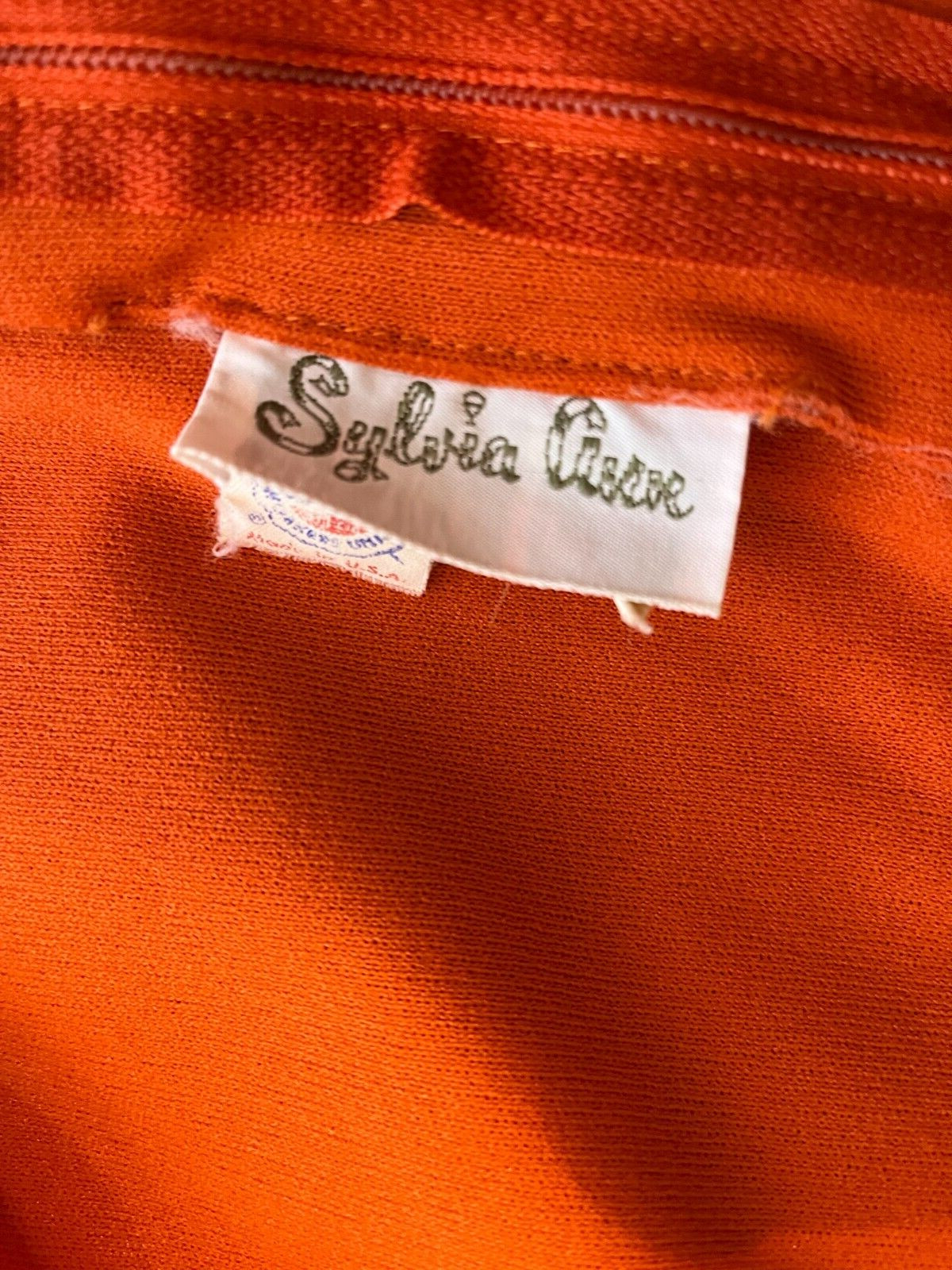 Vintage 1970s Sylvia Ann Maxi Dress Cape Set Knit Back Zip Empire Waist Orange