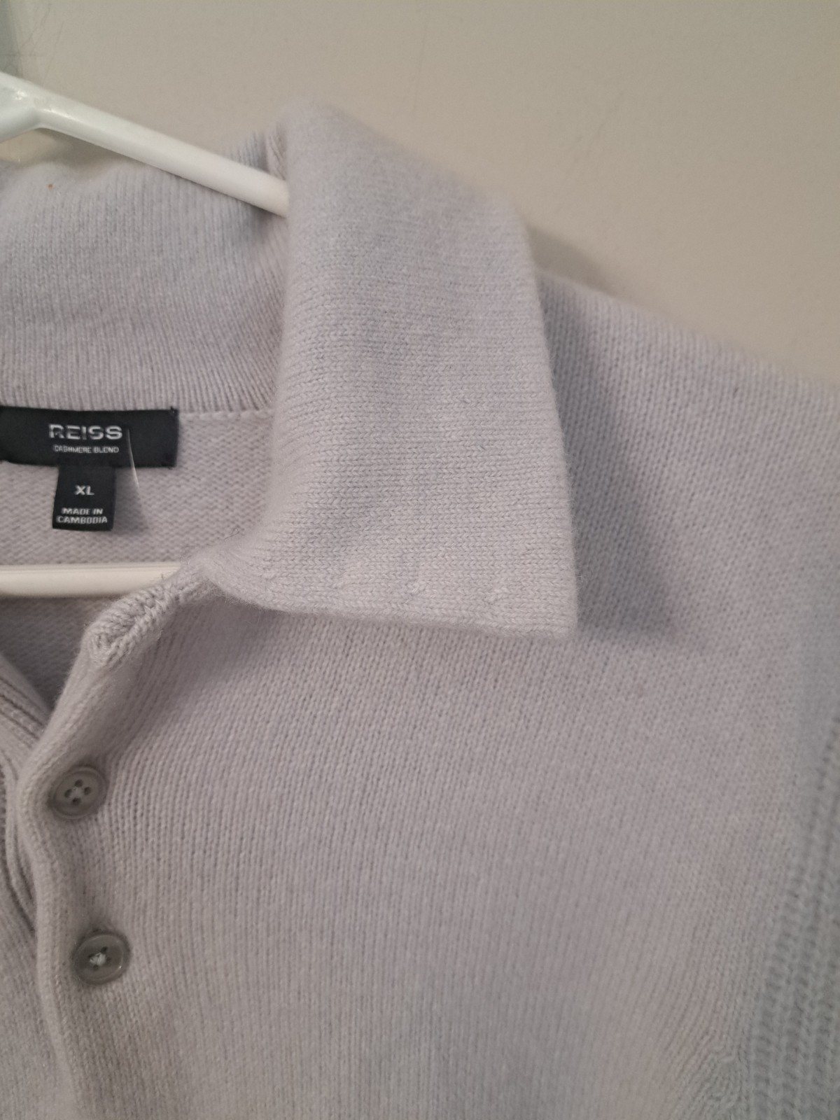 Reiss Deansgate Men’s Wool Blend Gray Polo Sweater Size XL