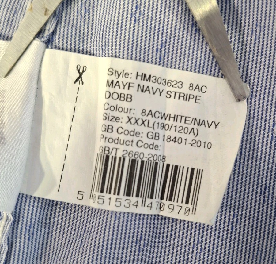 Hackett Mayfair Mens Navy Stripe Shirt 3XL Slim Fit 100% Cotton 48″ Ch Bulgaria