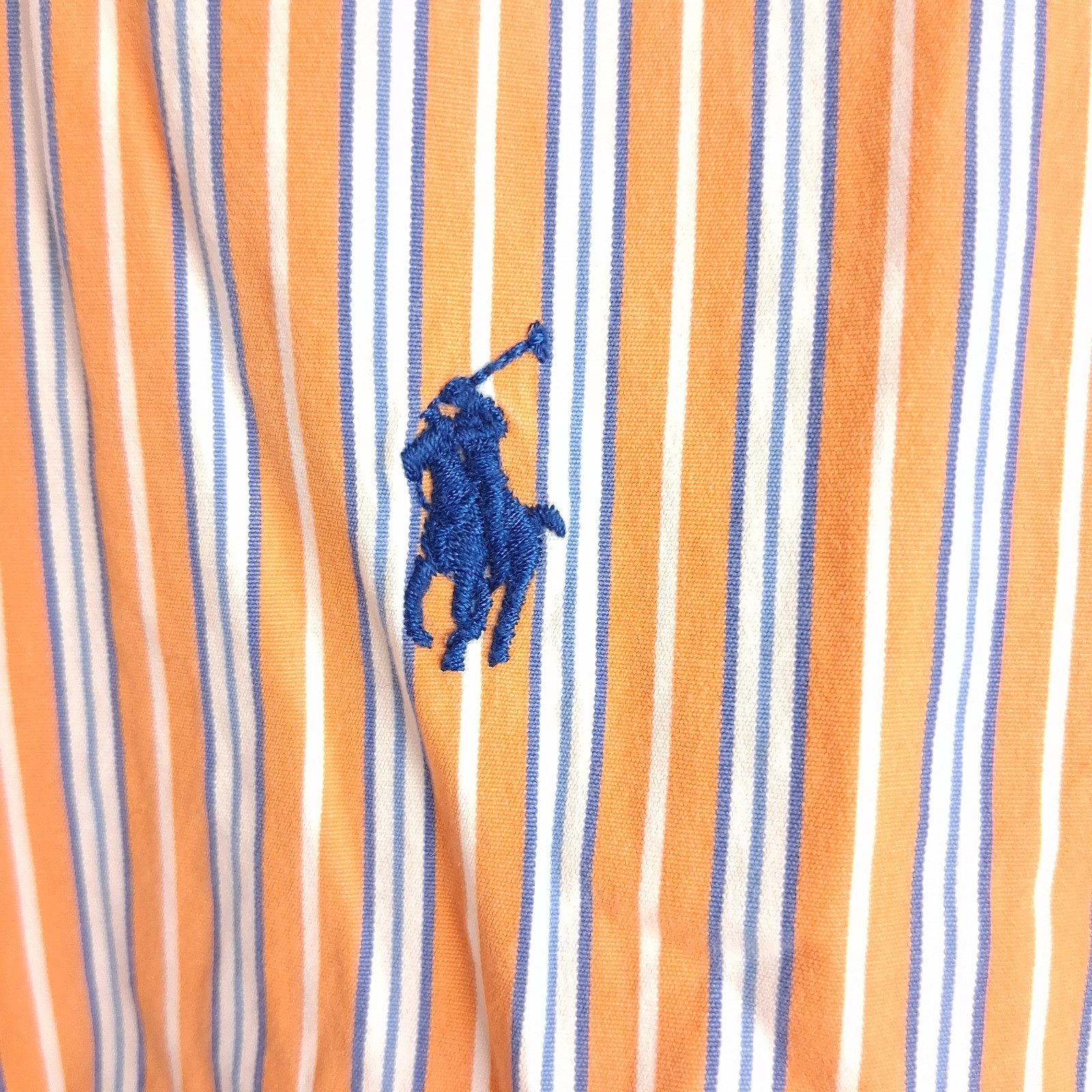 Ralph Lauren Button Down Shirt Custom Fit Long Sleeve Size XL Orange Striped
