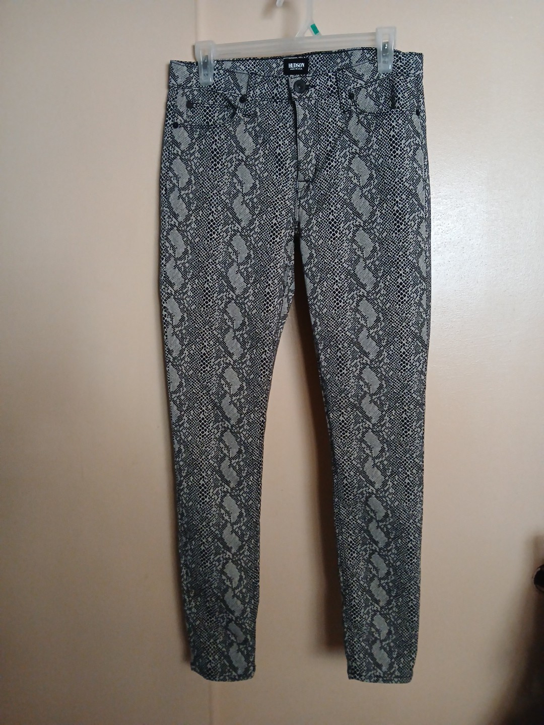 Hudson Women’s Snake Design Pants Cotton Nylon Spandex Super Skinny Jeans Sz 29