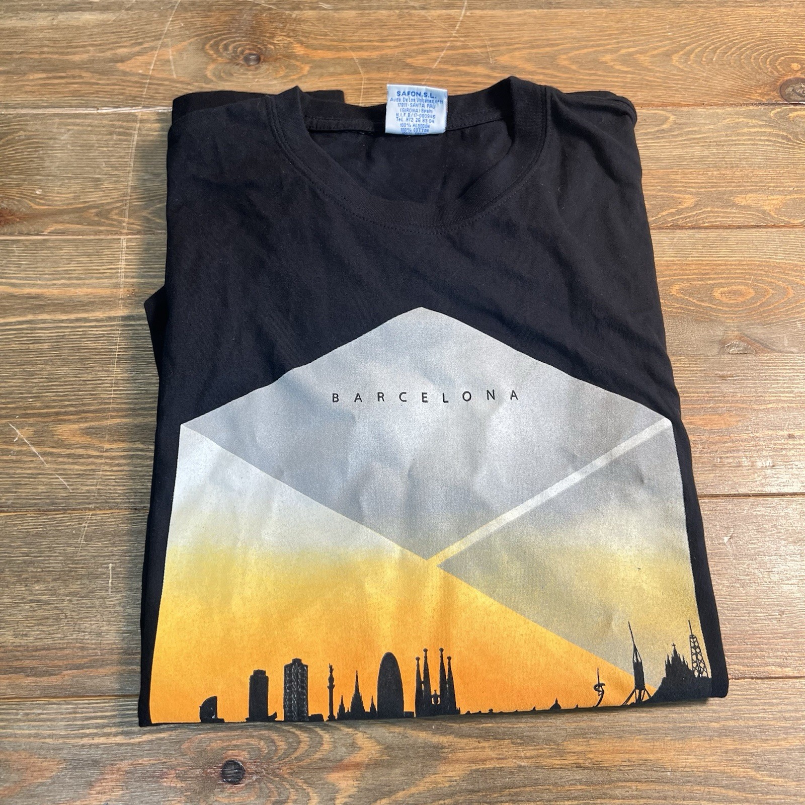 Safon Black Barcelona Made in Spain 2002 VTG Y2K – Size XXL T-Shirt Top Tourist