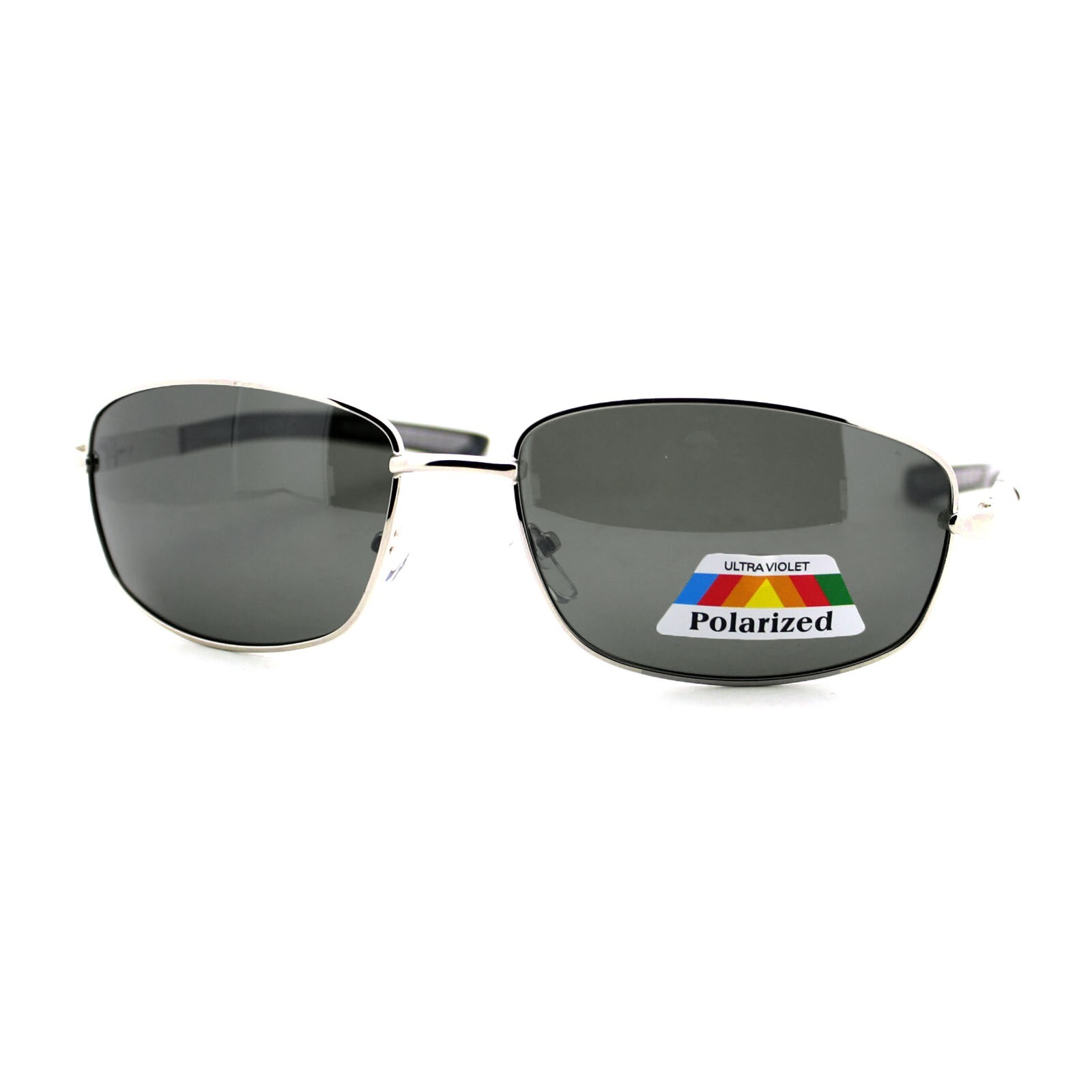 Mens Polarized Lens Sunglasses Oval Rectangle Metal Frame Spring Hinge