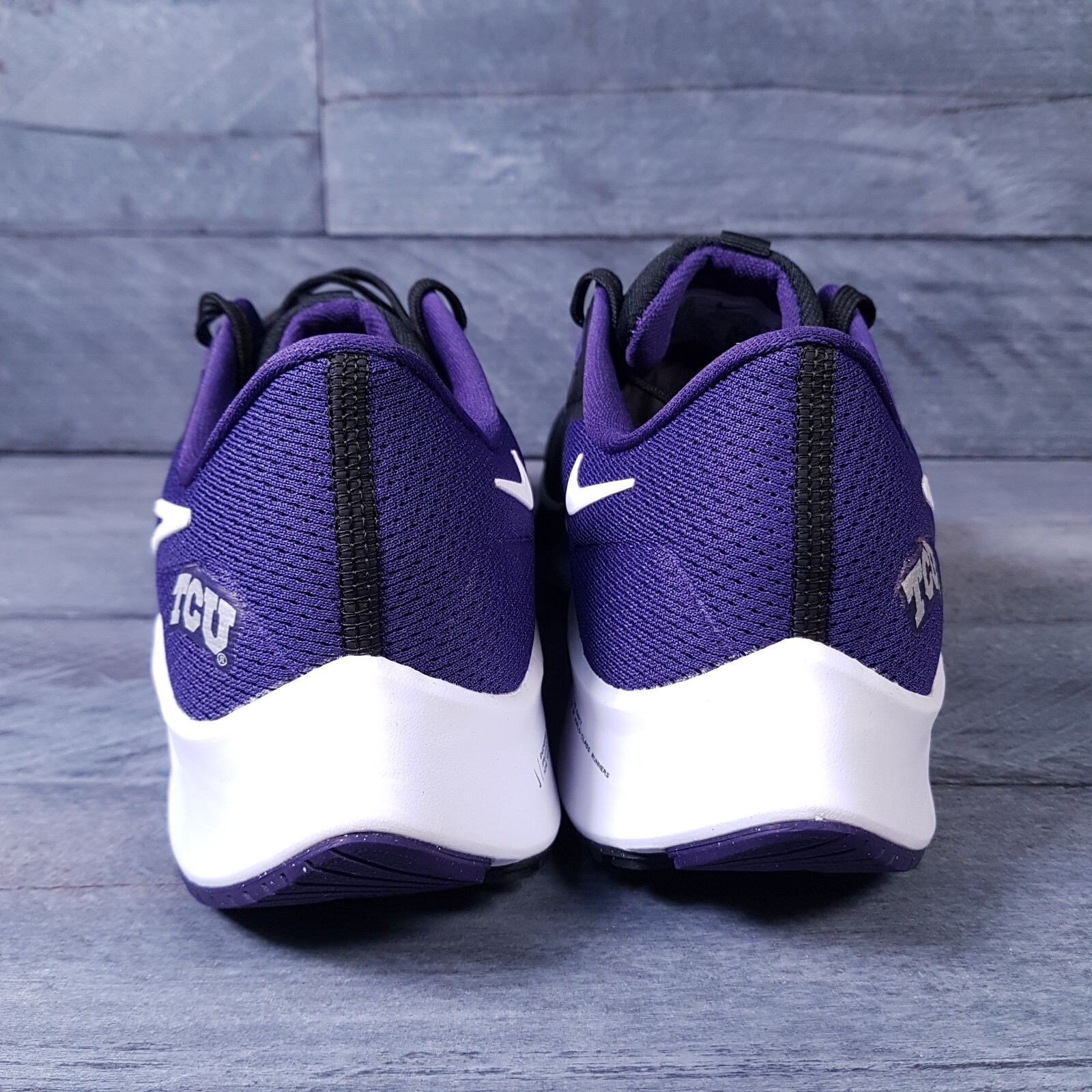 NIKE Air Zoom Pegasus 38 TCU Horned Frogs Running Shoes Mens 7-13 Black Purple