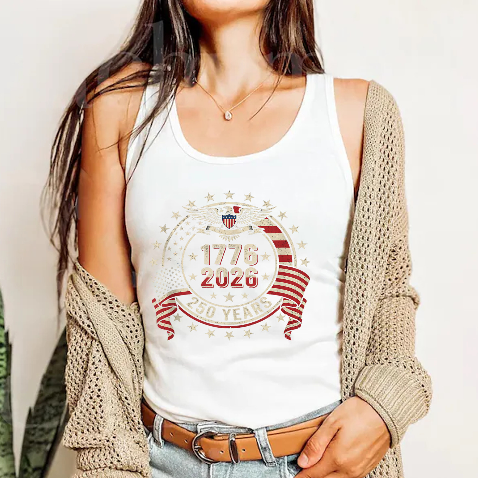 250th Patriotic American Birthday 250 Anniversary USA Flag Tank Top