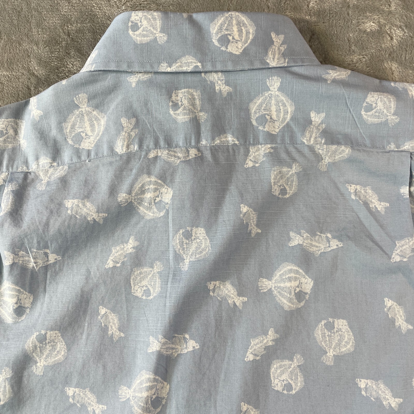 Cremieux Shirt Men Large Blue Fish Print Long Sleeve Resort Vacation Preppy