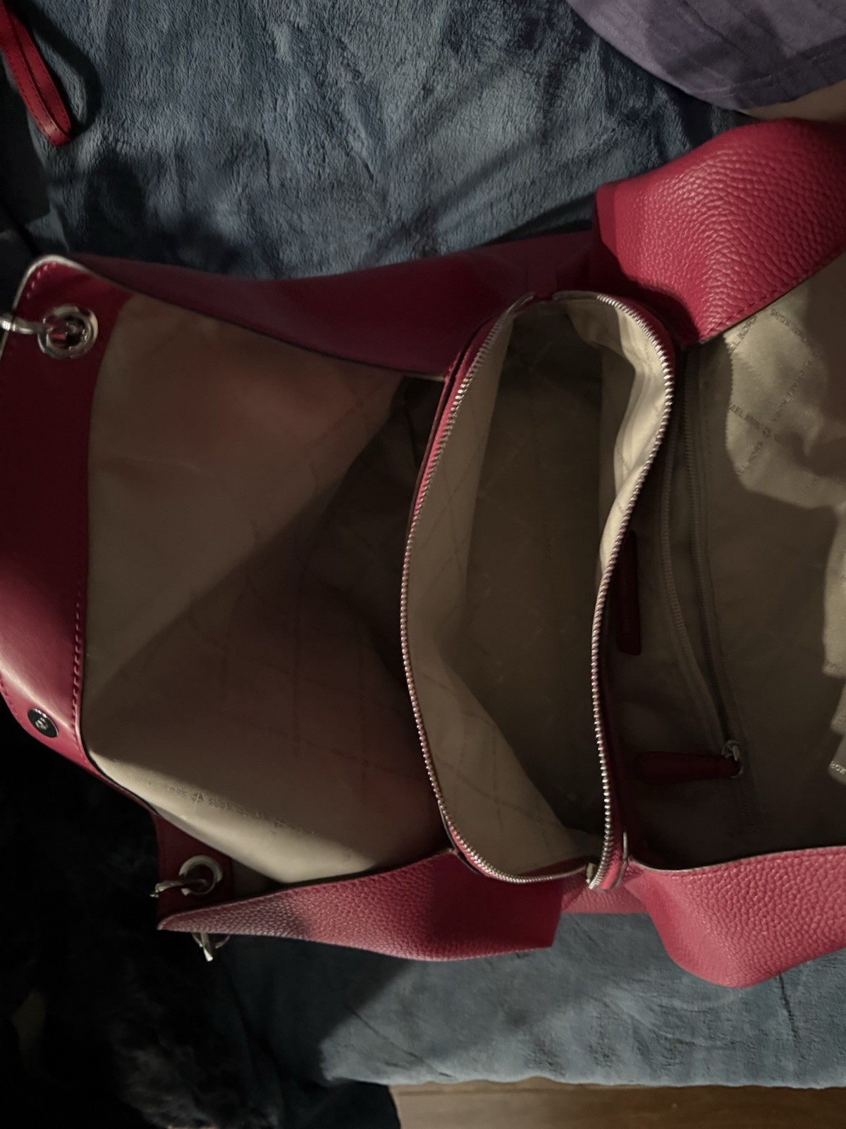 Michael Kors Christina Large Pebbled Leather Shoulder Bag In Dark Raspberry