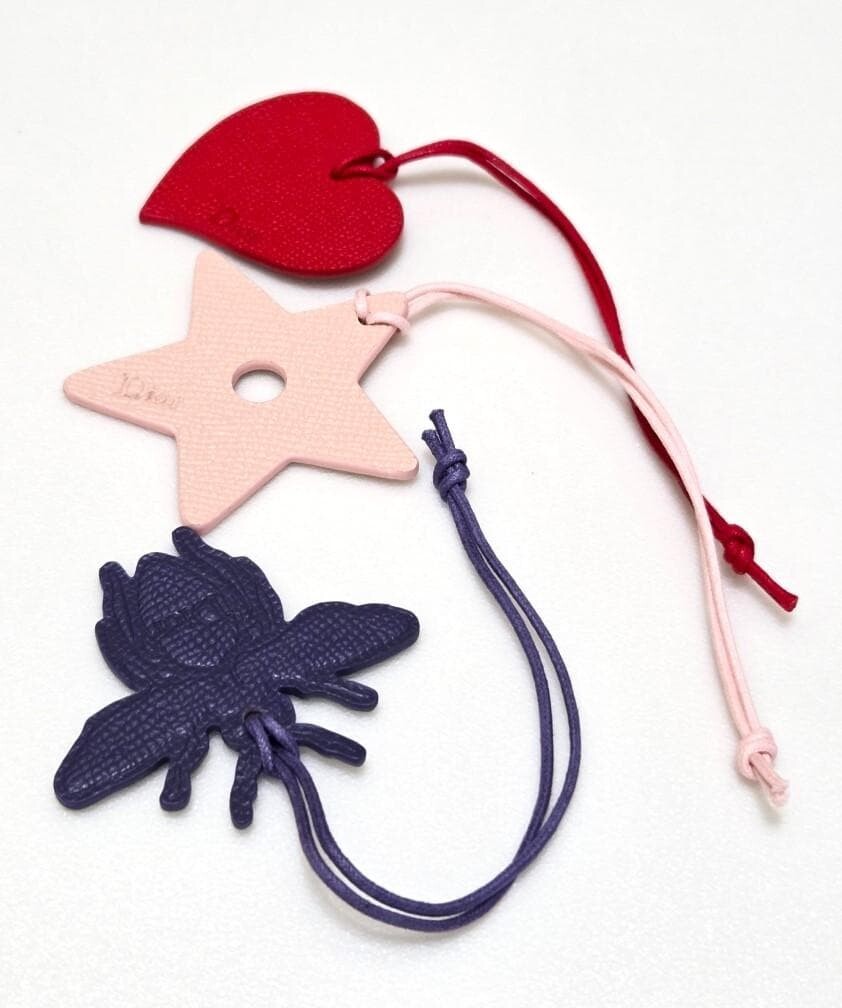 Christian Dior Novelty Bag Charm Set Heart Star Bee Boxed Auth