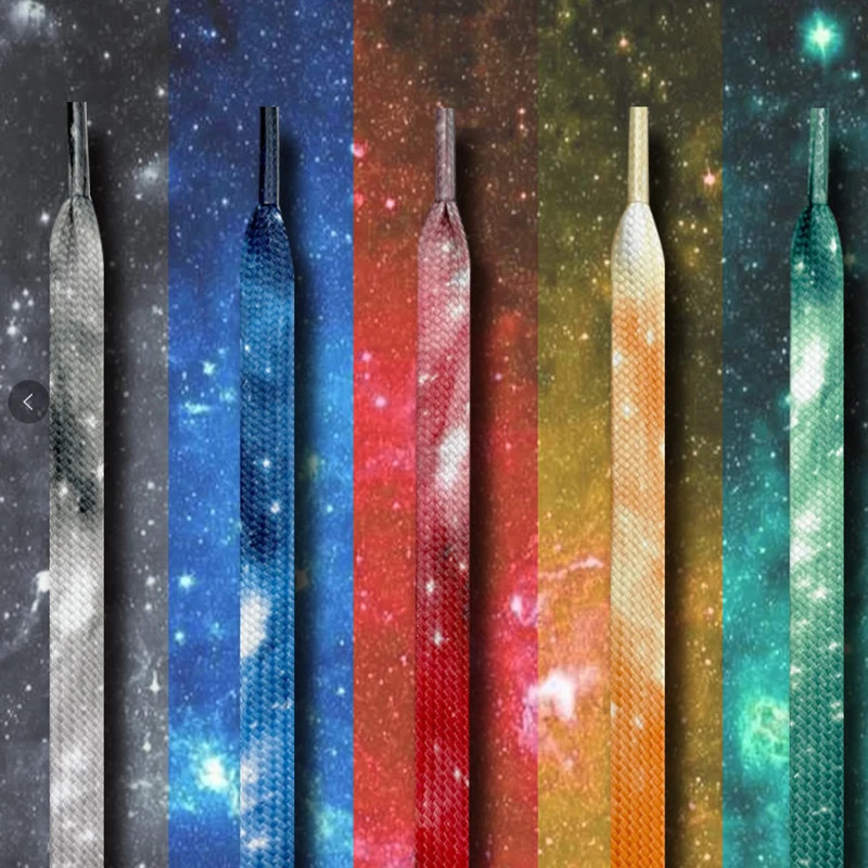 1 Pair 8CM Width Flats Shoelace Colorful Starry Sky Shoelaces AJ1&AF1&Dunk Sneak