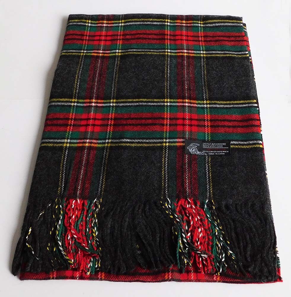 New Men’s Winter Italy Design Check Plaid Super Soft Scarf/ Black/Green/Red
