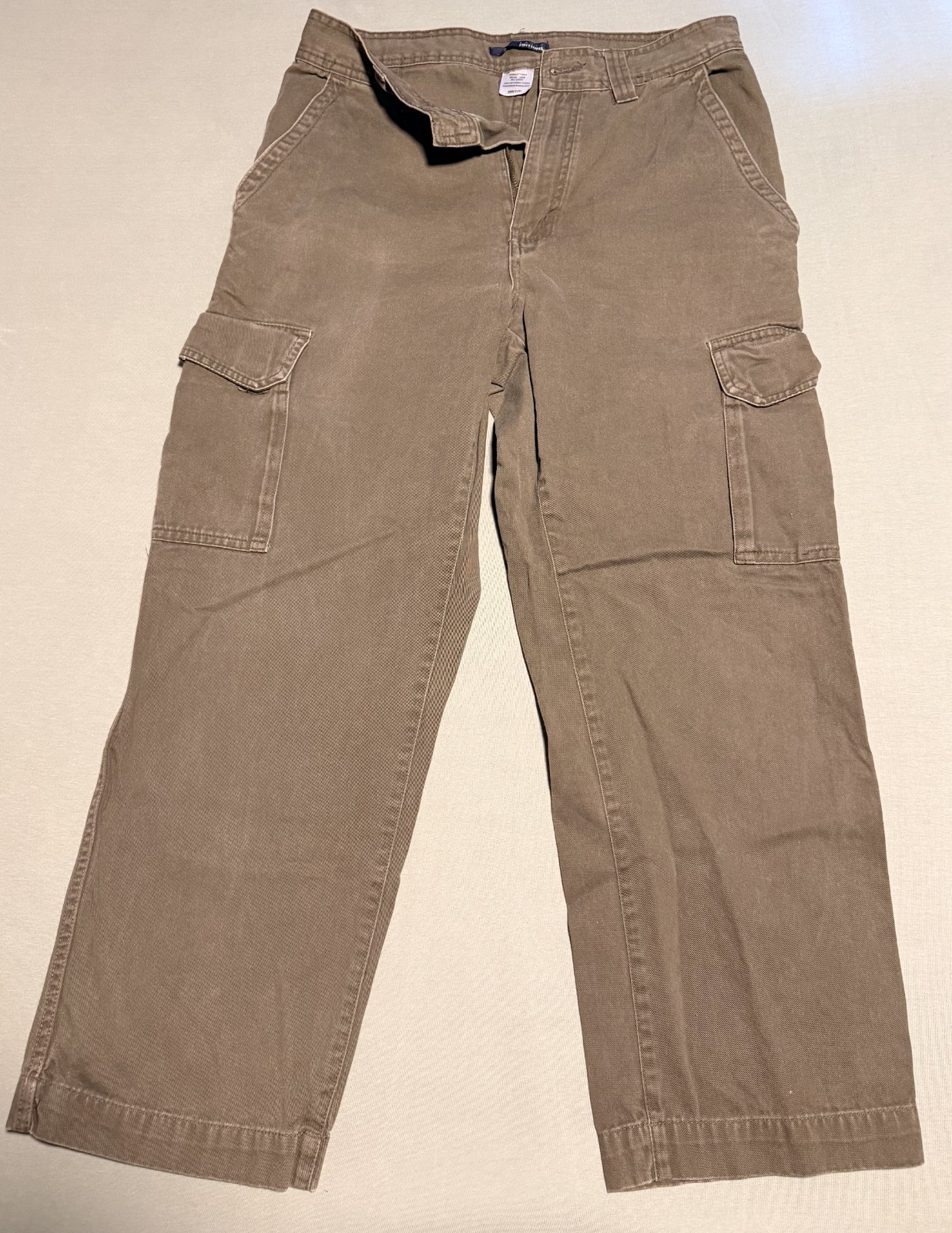 Basic Editions 30Wx29L Olive Green Cargo Pants Mens Casual Vintage Style