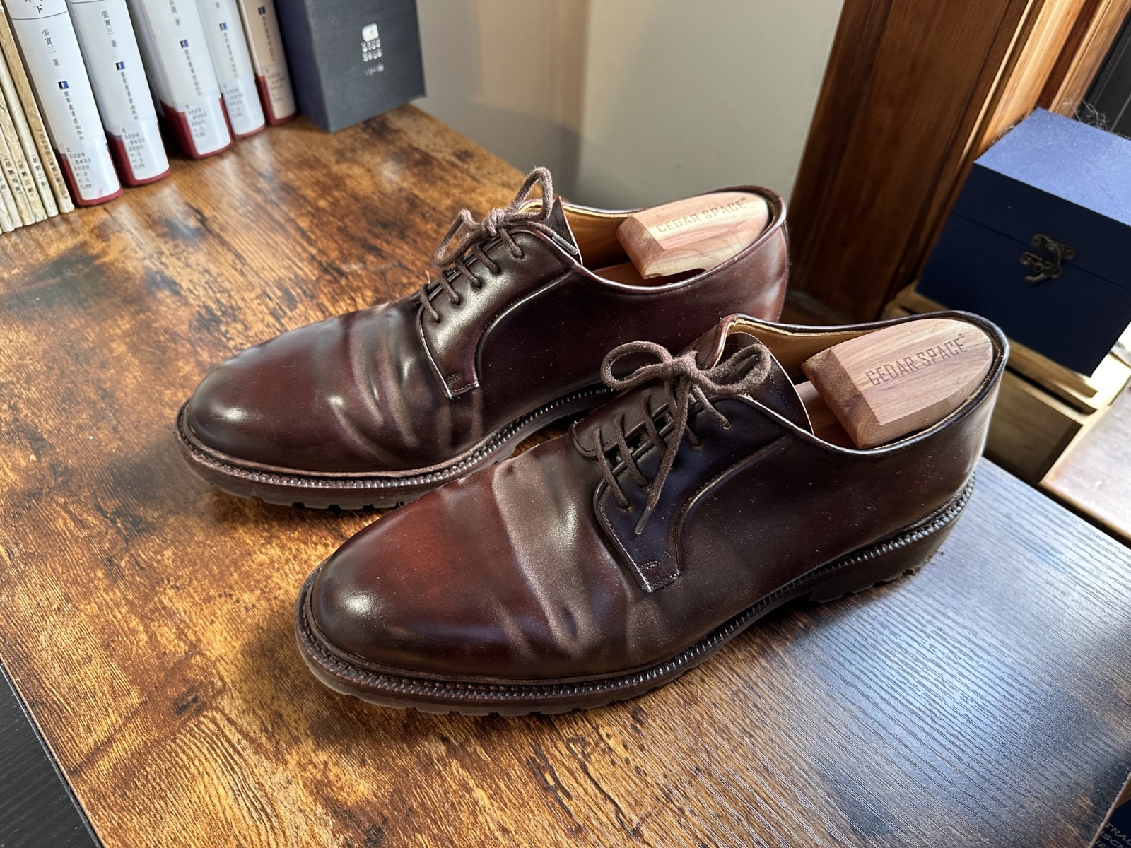 Meermin Derby Dress Shoe Heritage Shell Cordovan Brown – Rubber Sole – 7.5 UK