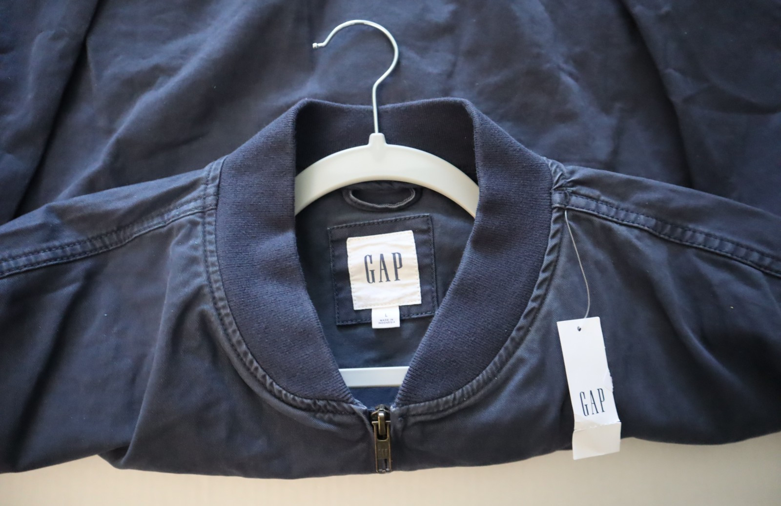 Gap 738596 Men’s Sz Large Vintage Navy Blue Full Zip Relaxed Bomber Jacket $100