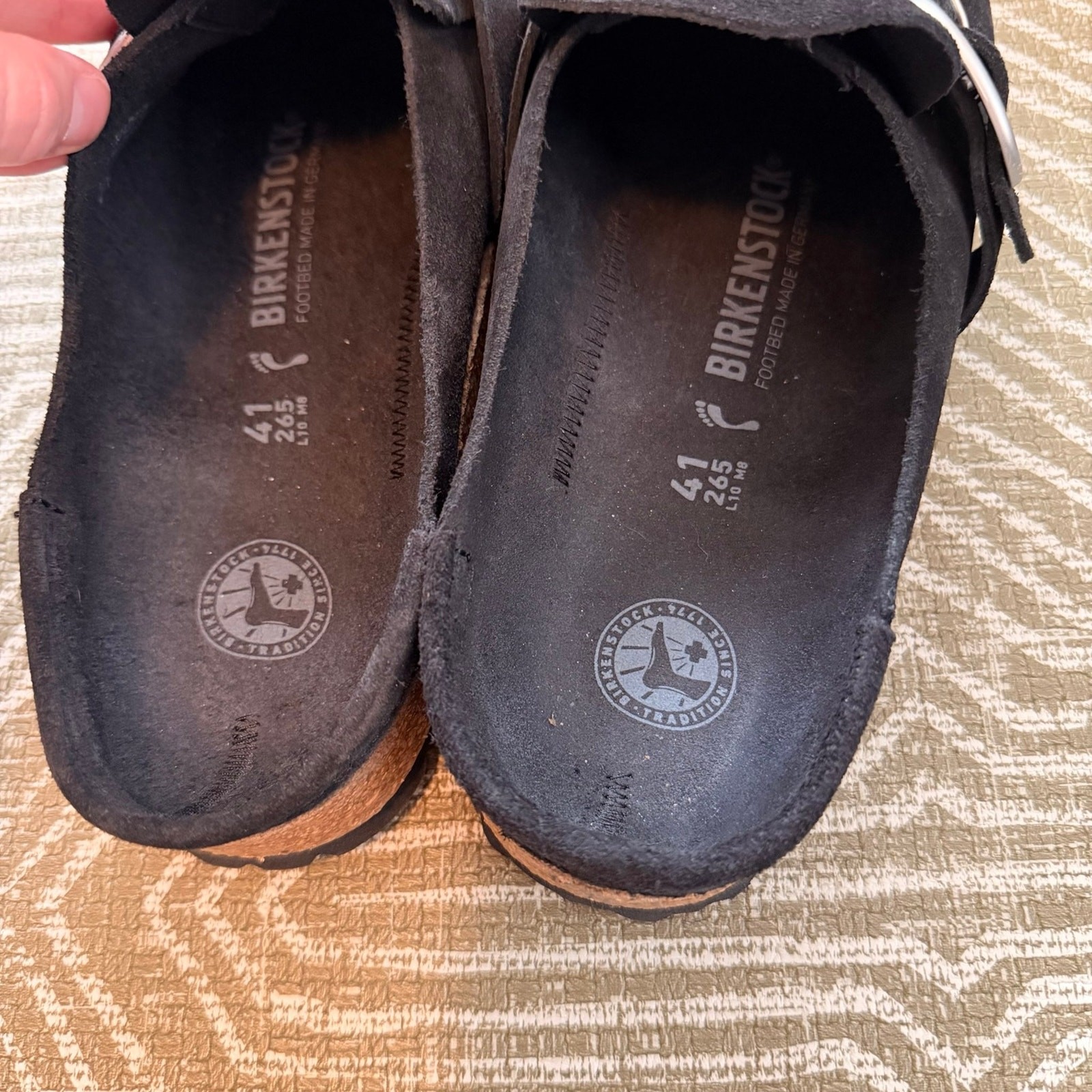 Birkenstock Buckley Black Suede Clogs Mule Shoes Size 41 US 10