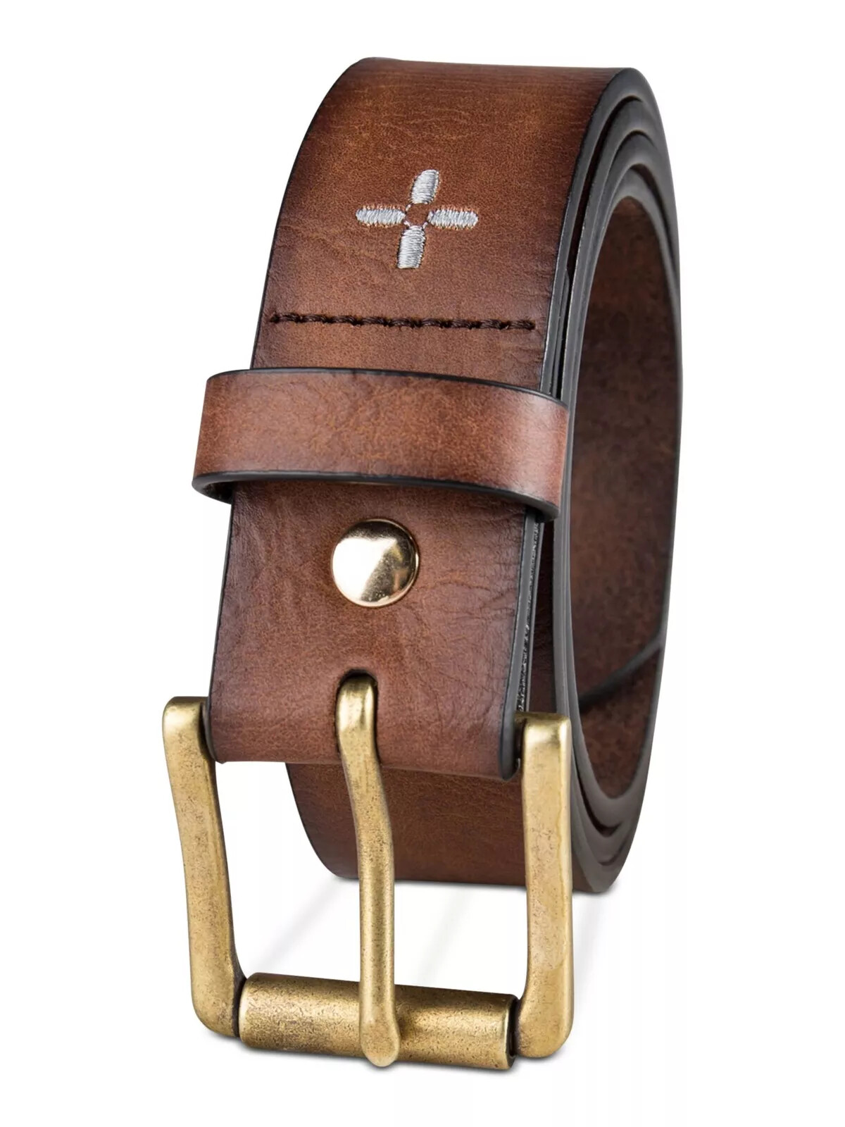 Sun + Stone Men’s Faux Leather Casual Belt Brown