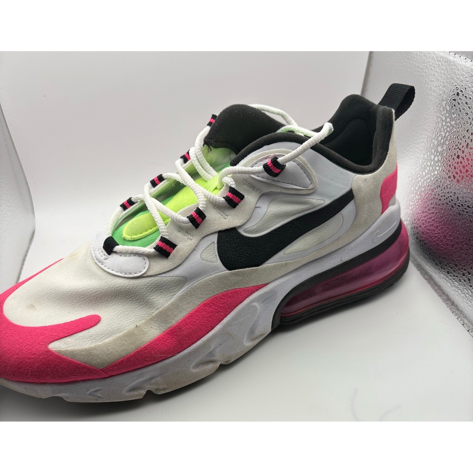 Nike Air Max 270 React Womens White Hyper Pink Electric Green CJ0619-101 10