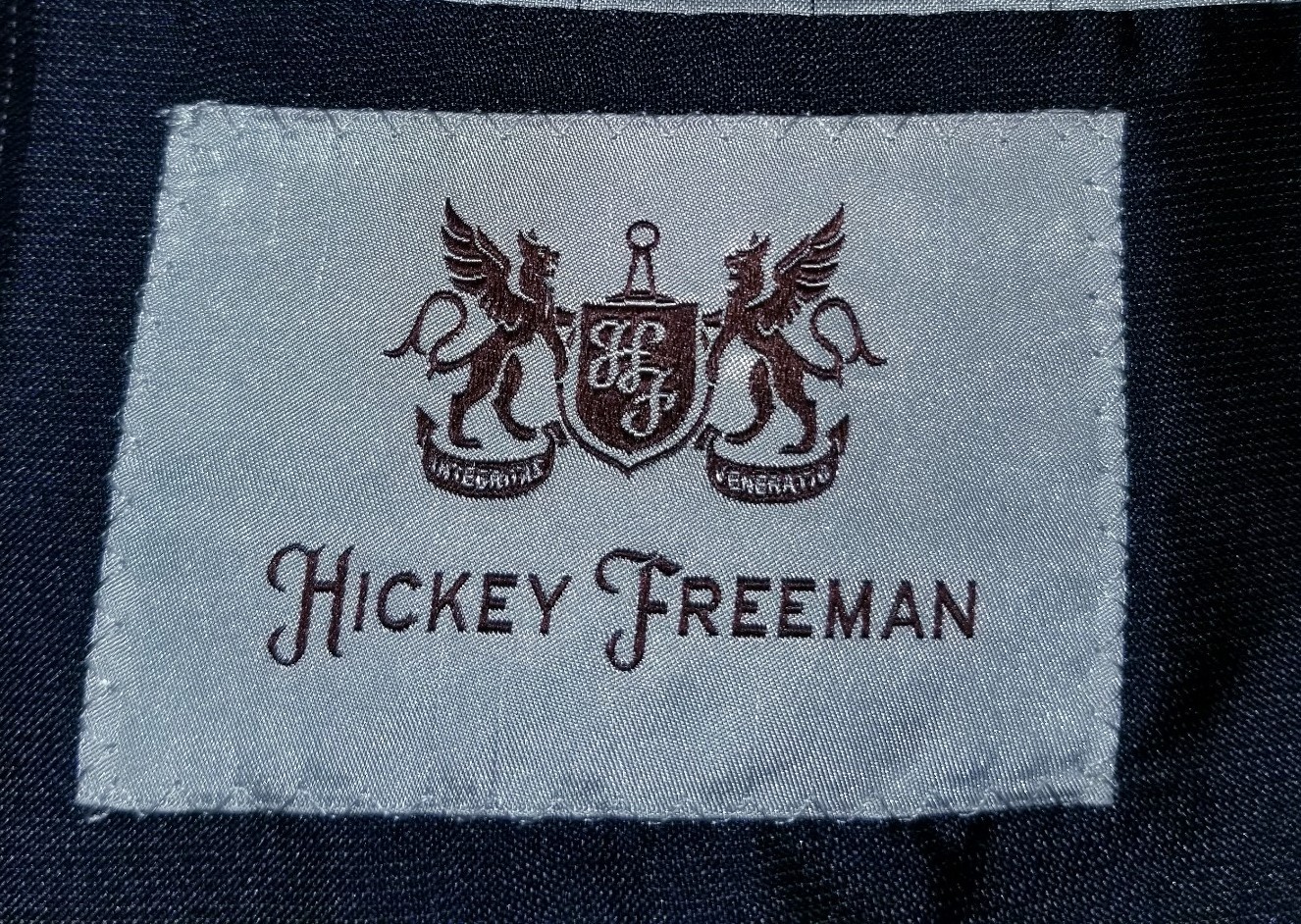 Hickey Freeman Milburn 44S Navy Pinstripe Wool 2pc Suit Jacket Pants W40 X L29