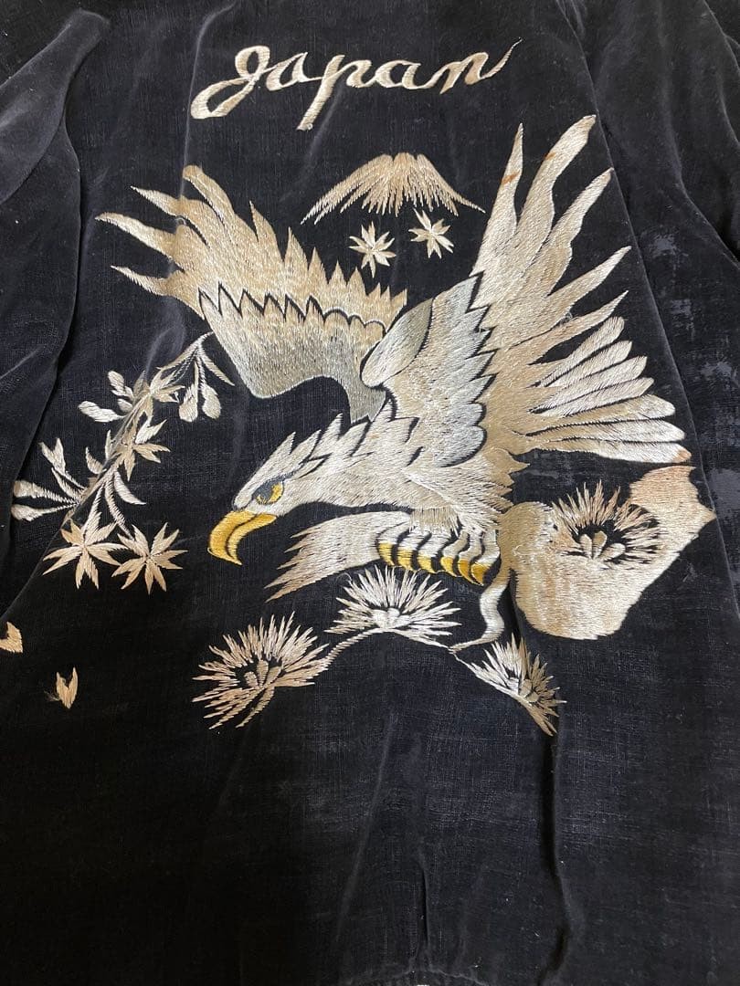 40s 50s Vintage Sukajan Japan Eagle Velvet Souvenir Jacket Big Size XXL