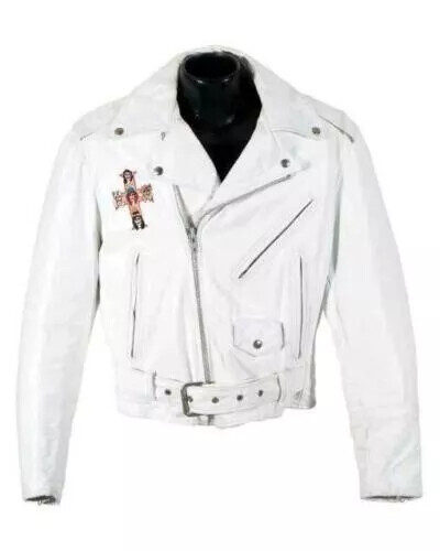 New GUNS N ROSES WHITE LEATHER JACKET – AXL ROSE – PARADISE CITY