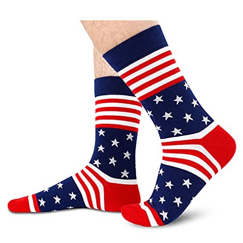 HAPPYPOP Novelty Socks For Men – Bowling Golf Medium America Flag 2 Pack