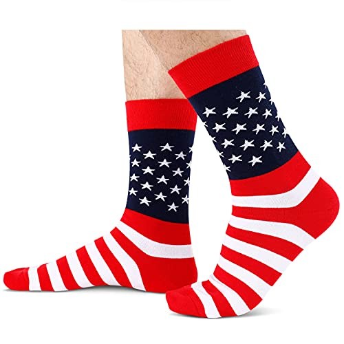 HAPPYPOP Novelty Socks For Men – Bowling Golf Medium America Flag 2 Pack