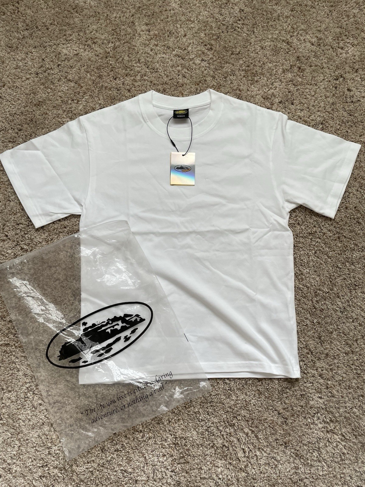 Corteiz Plain White Tee Short Size Medium New With Tags